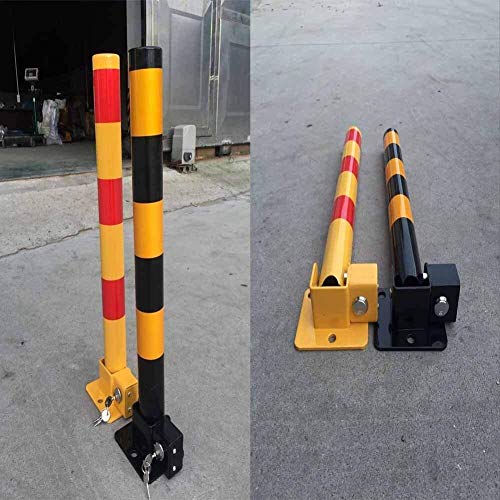 Anti-Theft Parking Lock - Heavy Duty Garage Parking Barrier with Black-Yellow Bollard for Private Parking Spaces | Secure Your Driveway, Garage, or Business Parking Area