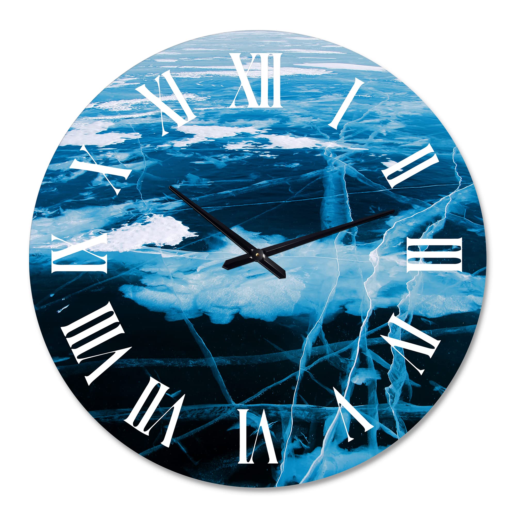 Blue and White Abstract Fractal Wall Clock - Modern Large Decorative Clock for Bedroom, Living Room & Office | Perfect for Home Decor, Gifts & Interior Design
