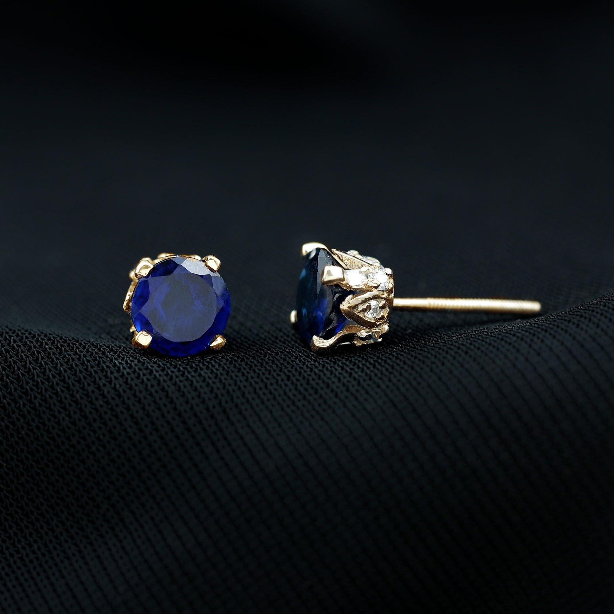Certified Lab Grown Blue Sapphire Moissanite Stud Earrings - AAAA Quality Gemstone Jewelry with Gift Box - Perfect for Weddings, Anniversaries & Special Occasions