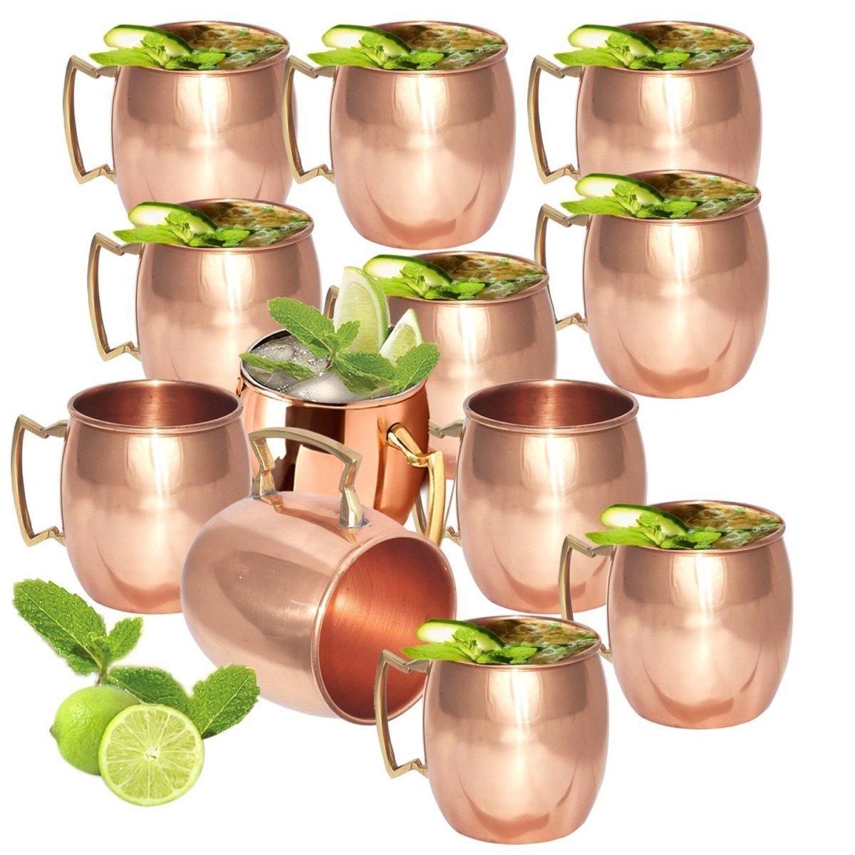 12-Piece Copper Moscow Mule Mugs Set - Hammered Copper Cups for Cocktails, Iced Coffee & Beer - Perfect for Parties, Bars & Home Entertaining