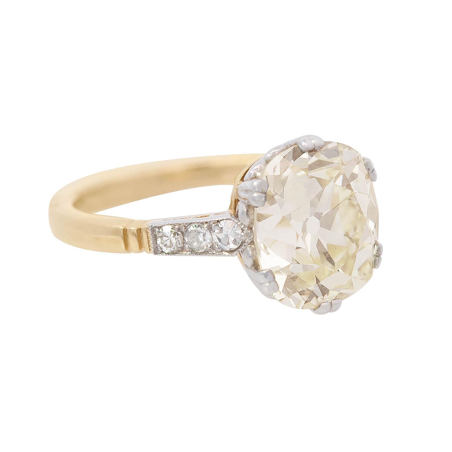 Exquisite Art Deco Style 18k Gold/Platinum GIA Certified 4.07ct Diamond Engagement Ring for Women - Perfect for Proposals, Anniversaries & Special Occasions