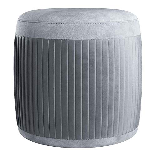 Furniture of America Malyrt Modern Fabric Round Ottoman Pouf in Gray - Perfect for Living Room, Bedroom & Home Decor