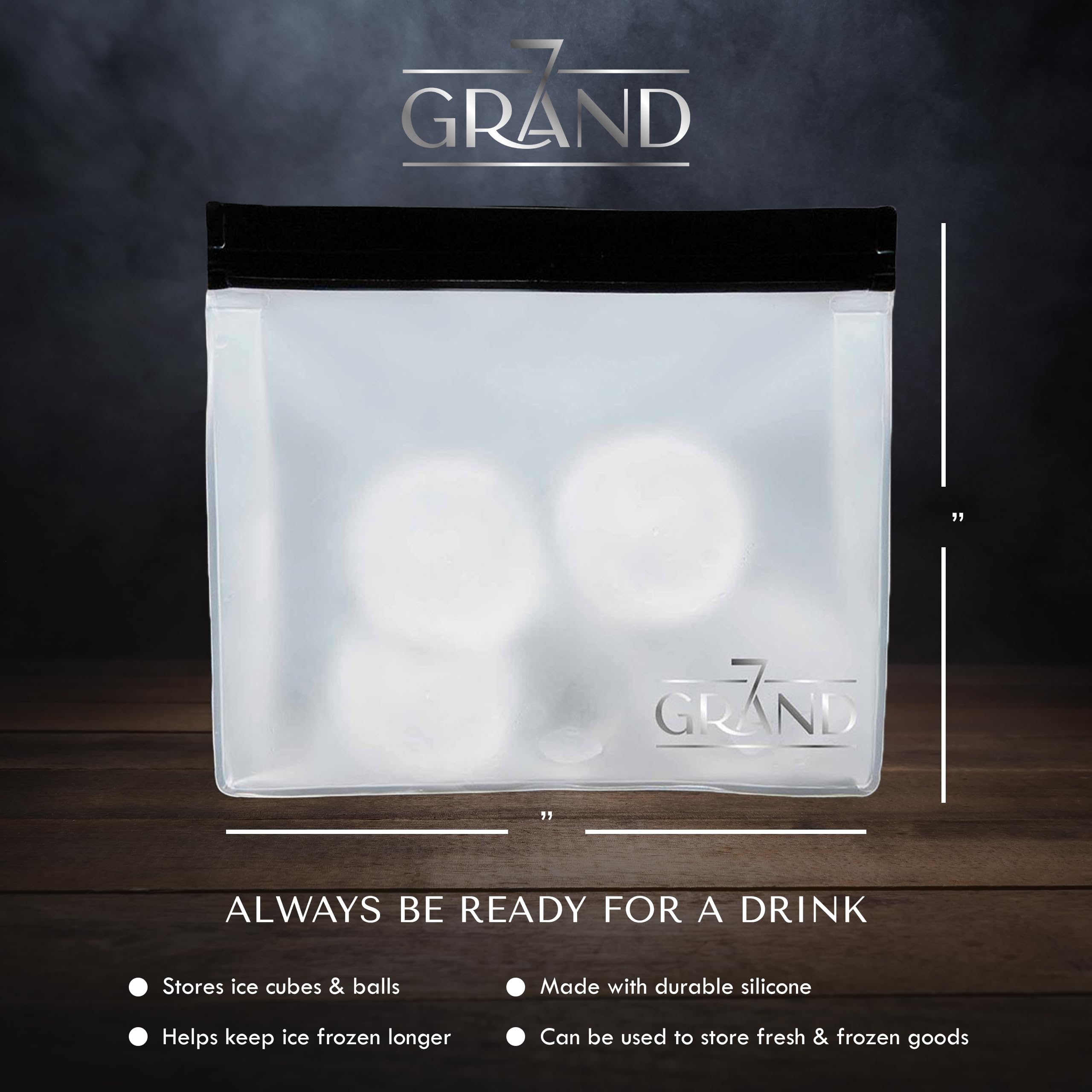 Premium Crystal Clear Ice Ball Maker - 1 Piece Sphere Ice Mold for Large Round Ice Balls - Silicone Cocktail Ice Cube Tray for Whiskey & Bourbon Drinks - Freezer Safe & BPA-Free Bar Accessory - Perfect for Home Bars, Parties & Gift Giving - 7Grand