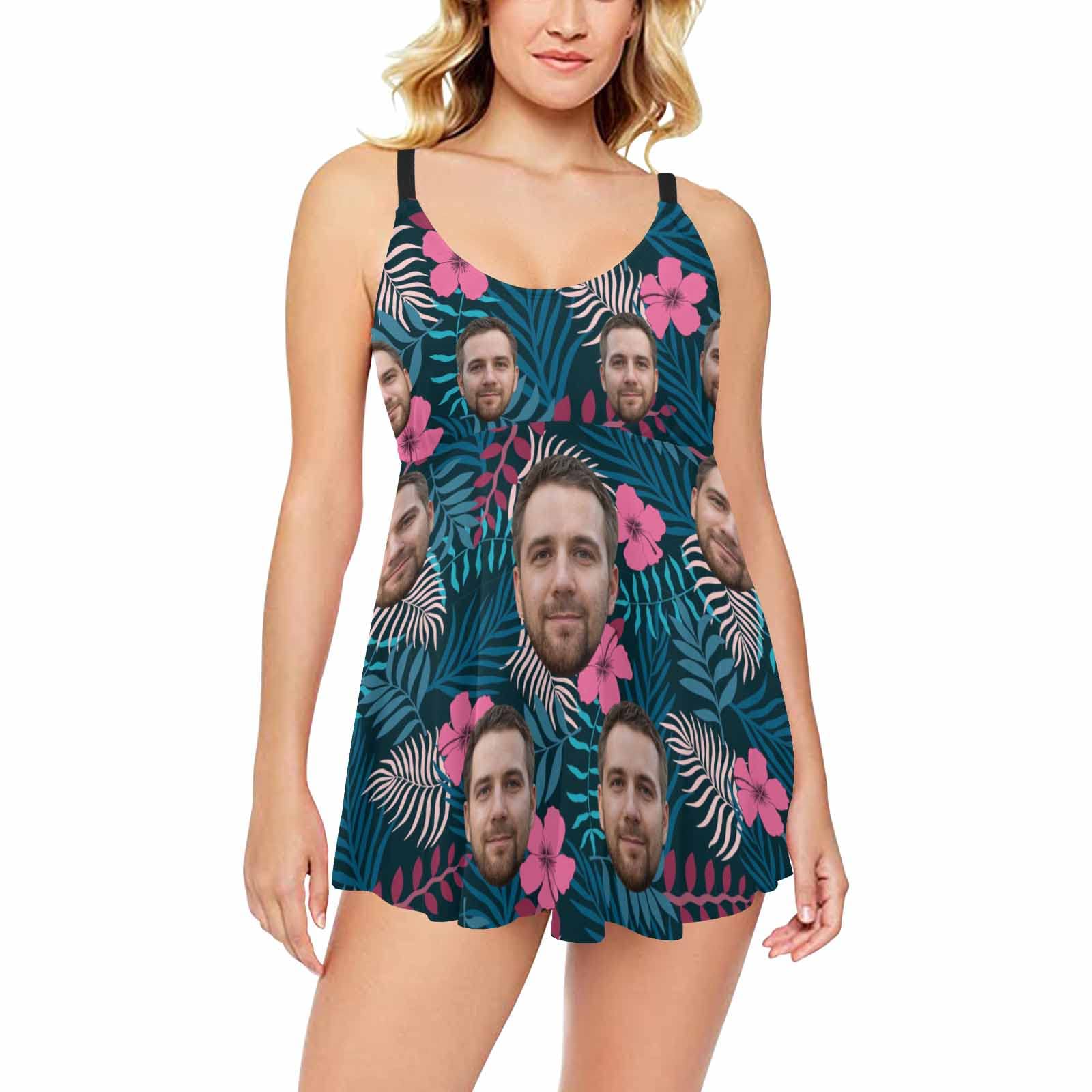 Custom Photo Printed Women's Swimsuits - Personalized Bathing Suit with Face Design for Wife/Girlfriend - Perfect for Anniversary Gifts, Beach Vacations & Pool Parties
