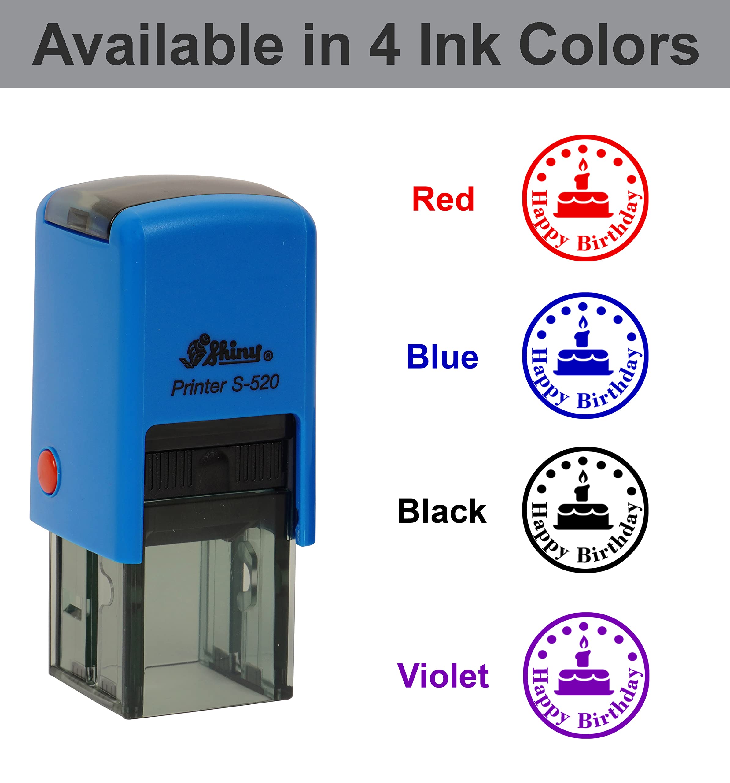 Happy Birthday Round Self Inking Stamp - 20mm Mini Shiny Mounted Rubber Stamp for Cards, Invitations & Gift Wrapping
