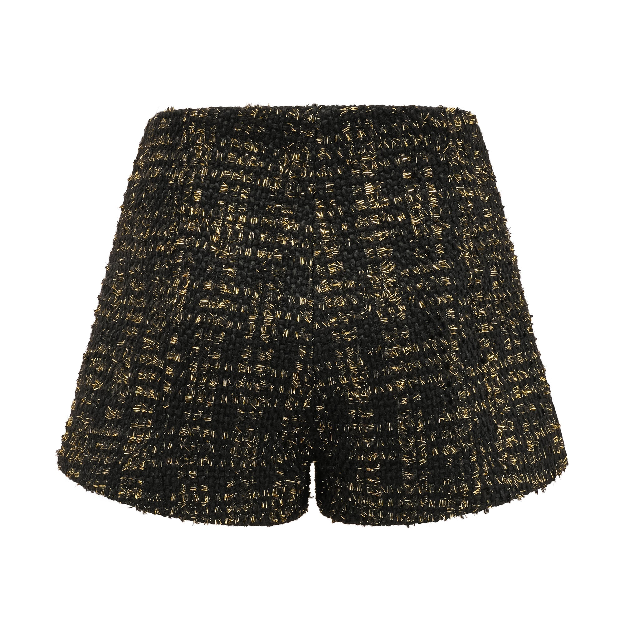 Claudine Black Metallic Tweed Jacket & Shorts Matching Set - Women's Elegant Two-Piece Outfit for Party, Dinner & Special Occasions