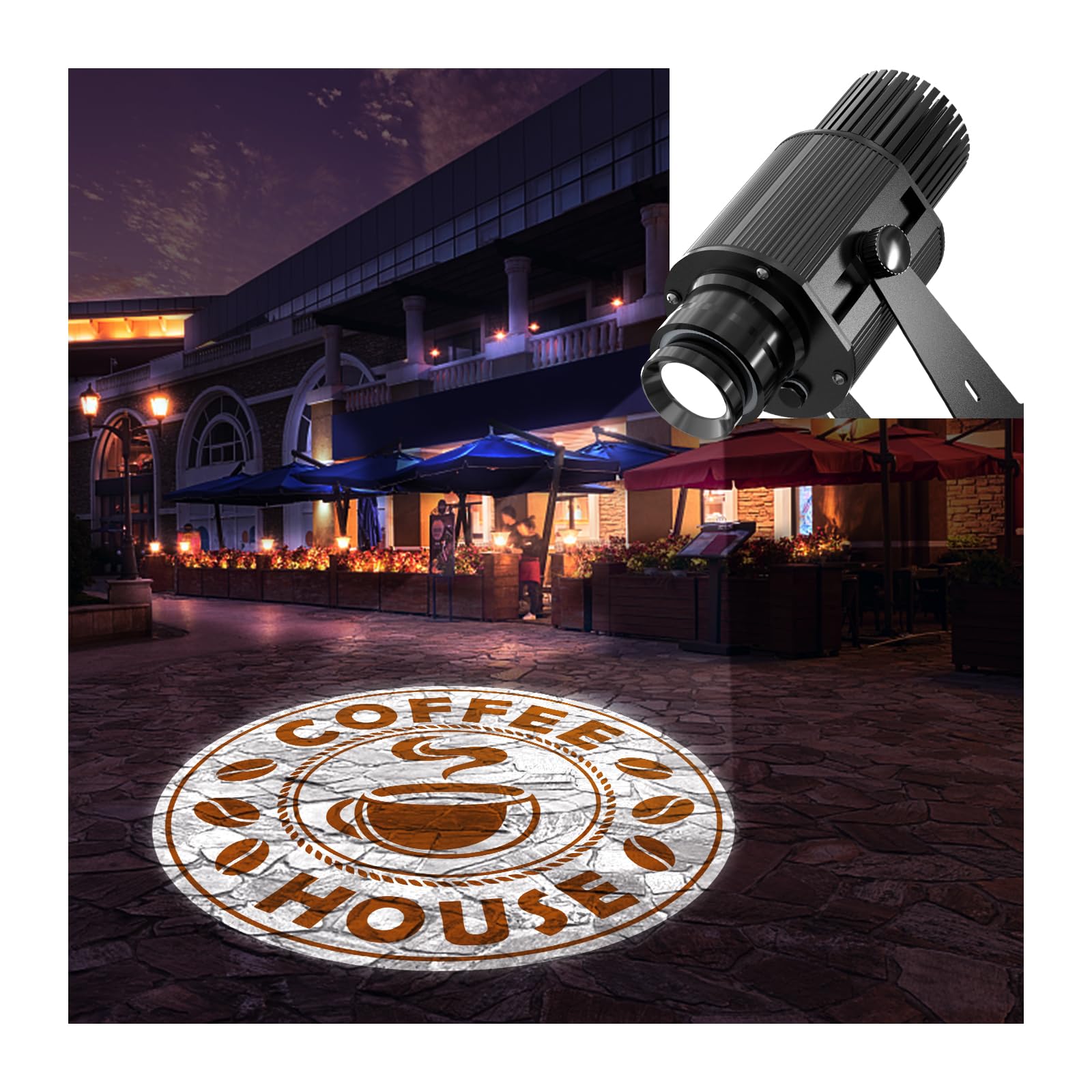Custom Logo Projector Lights - Waterproof IP67 HD LED Gobo Projector for Store Advertising, Business Signs & Wedding Decor | Outdoor Wall Projection for Shops, Events & Brand Promotion