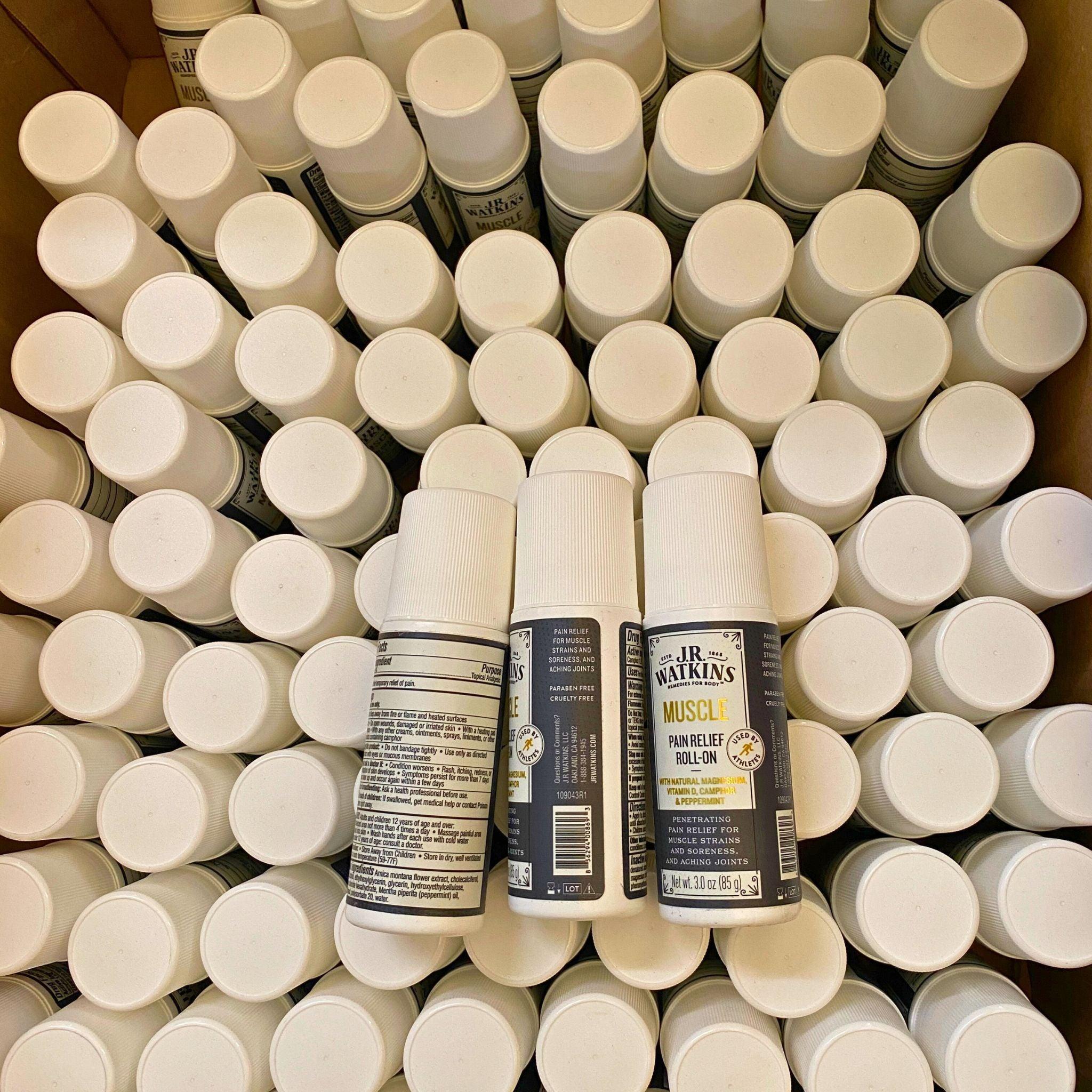 J.R. Watkins Muscle Pain Relief Roll-On - Fast Penetrating Relief for Sore Muscles & Strains - 3.0 oz (50-Pack Bulk) - Perfect for Athletes, Gym Recovery & Post-Workout Pain Relief