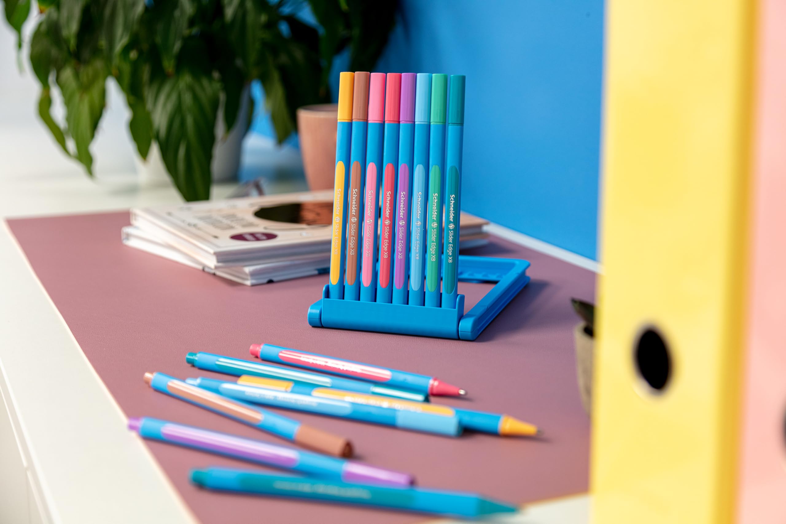 Schneider Slider Edge Pastel XB Extra Broad Ballpoint Pen - 1.4mm Tip, Light Blue Barrel with Blush Ink - Pack of 10 Pens (152236) - Perfect for Office, School, Note Taking & Gift Giving