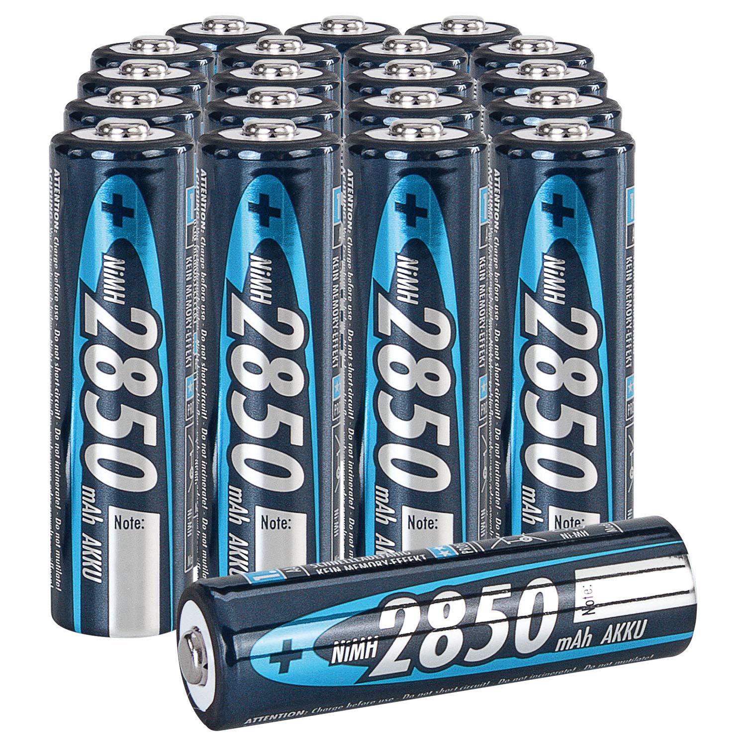 Ansmann 2850mAh AA Rechargeable NiMH Batteries - 20 Pack High Capacity Double A Pre-Charged Batteries for Digital Camera, Flashlight, Game Controller, Solar Lights, Wireless Mouse & Keyboard - Perfect for Home, Office & Outdoor Use