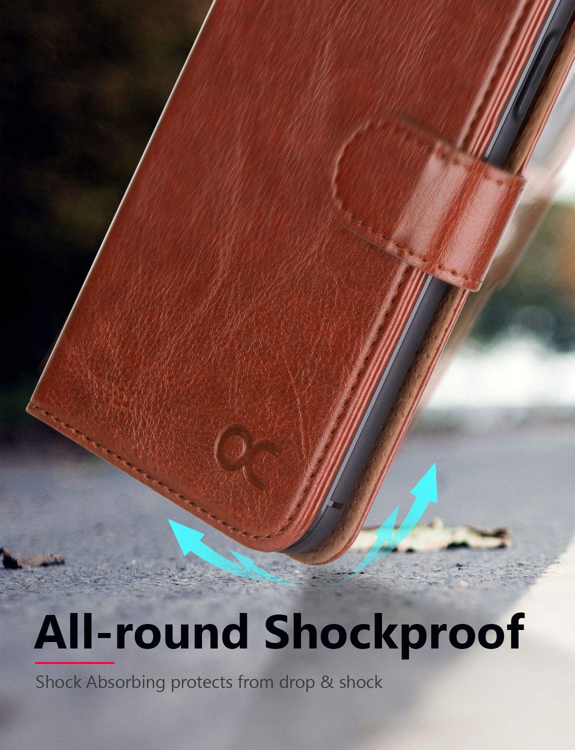 Premium Leather Wallet Case for iPhone X/10 with Wireless Charging, Card Slots & Kickstand - Stylish Flip Cover for Everyday Use (Blue) | Perfect for Work, Travel & Hands-Free Viewing