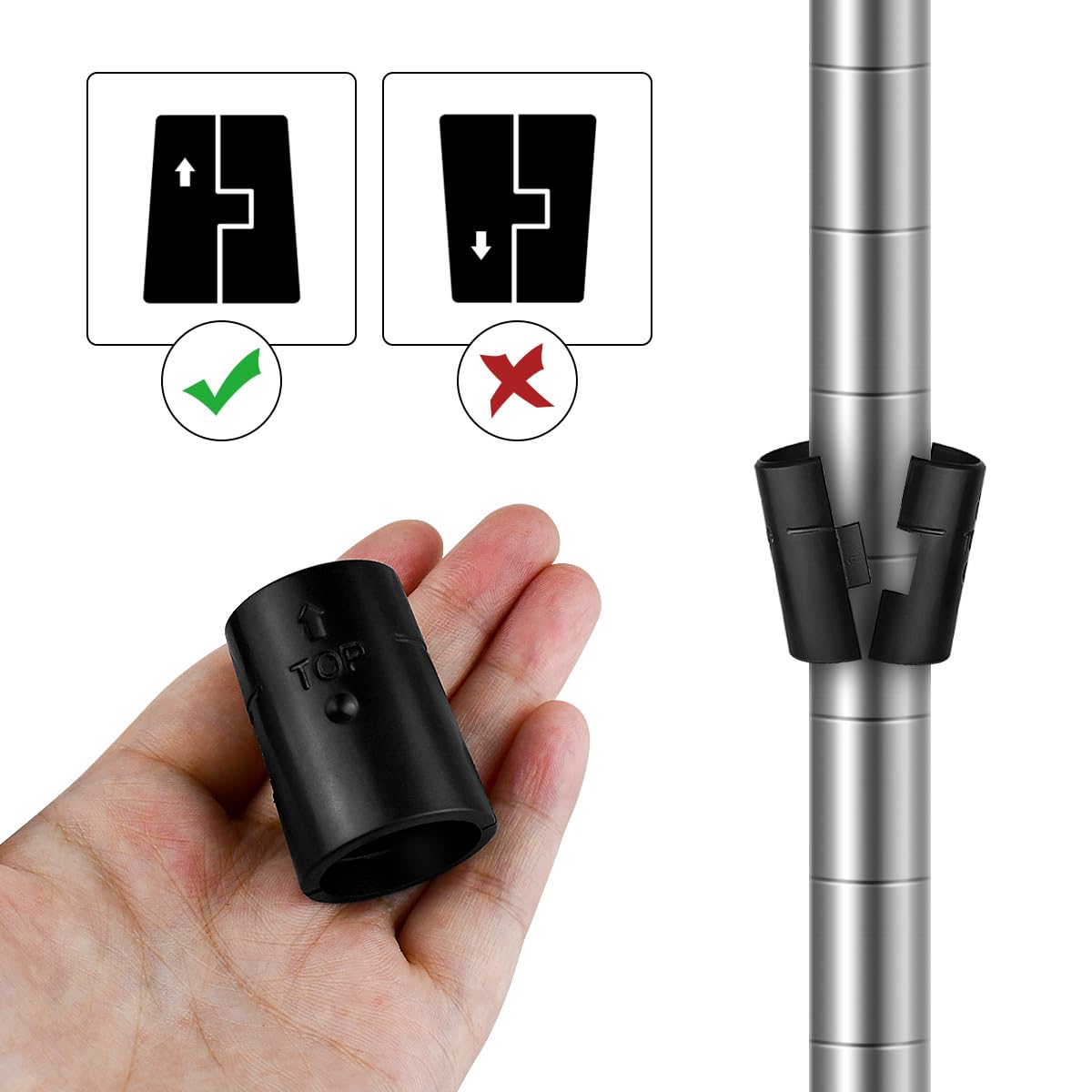 50 Pack Black Plastic Wire Shelving Shelf Lock Clips - 1