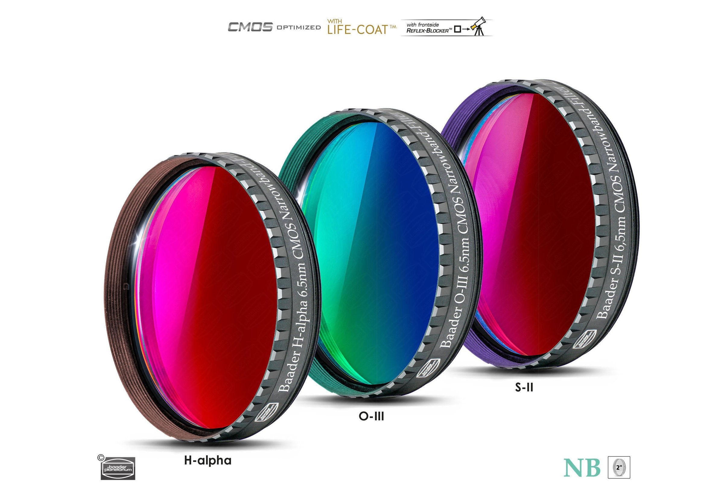 Baader 6.5nm Narrowband Filter Set for Astrophotography - H-Alpha, O-III, S-II Filters Optimized for CMOS Cameras - Perfect for Deep Sky Imaging and Nebula Photography