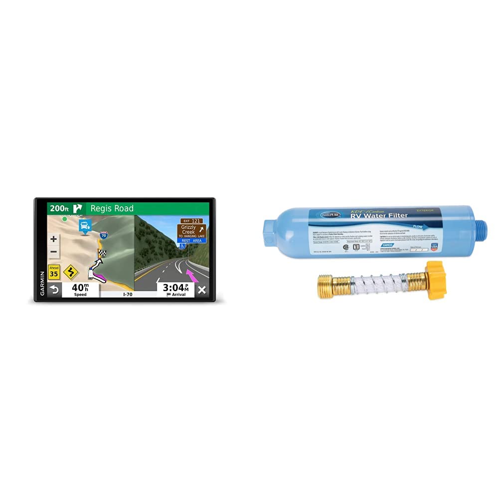 Garmin RV 780 GPS Navigator with Live Traffic & Camco 40043 TastePure RV Water Filter - Bacteria Protection, Reduces Bad Taste, Odor, Chlorine & Sediment | Perfect for RV Travel & Marine Use, Clean Drinking Water Anywhere