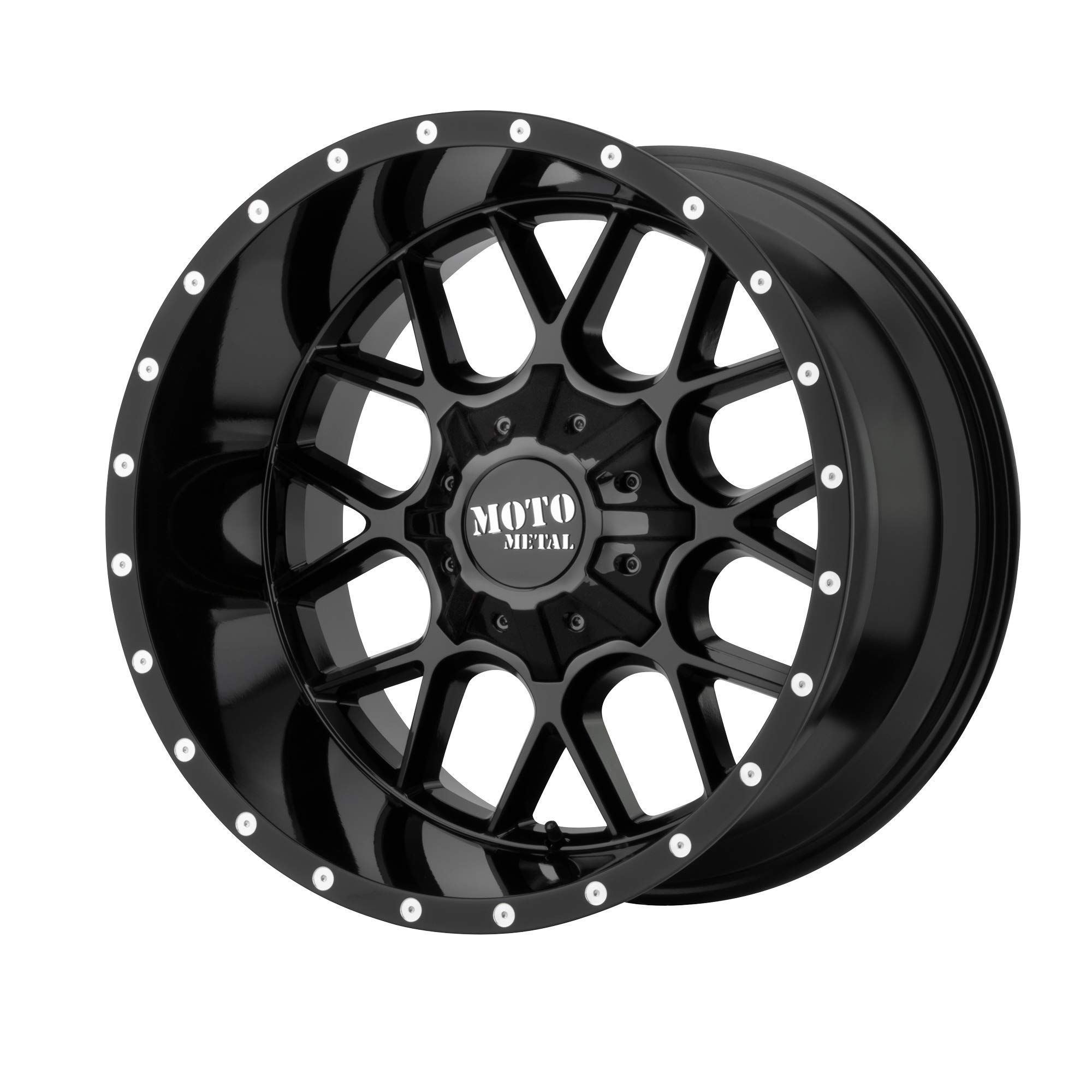 MOTO METAL SIEGE 20x12 Gloss Black Wheel Rim -44mm Offset 5x127/5x139.7 Bolt Pattern for Trucks & SUVs - Off-Road & Street Performance Upgrade