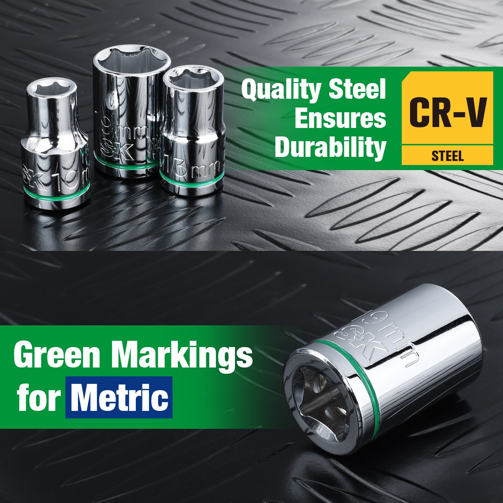 1/2 Inch Drive 11-Piece 6-Point Metric & Standard Chrome Socket Set - Perfect for Automotive Repair, DIY Projects, and Professional Mechanics