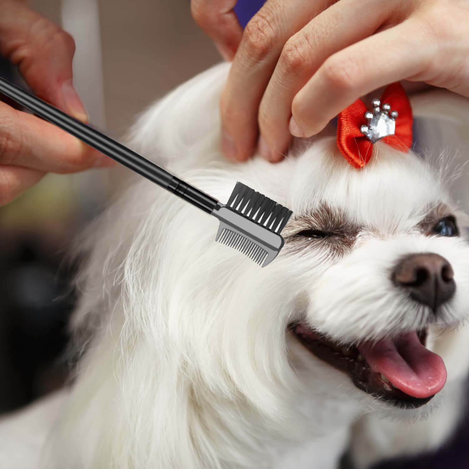 **Premium Metal Flea & Lice Comb for Cats & Dogs - 2-in-1 Pet Grooming Comb with Smooth Round Teeth - Removes Tangles, Dander, Tear Stains & Mucus Crust (Blue) - Ideal for Daily Grooming & Detangling Pet Hair**