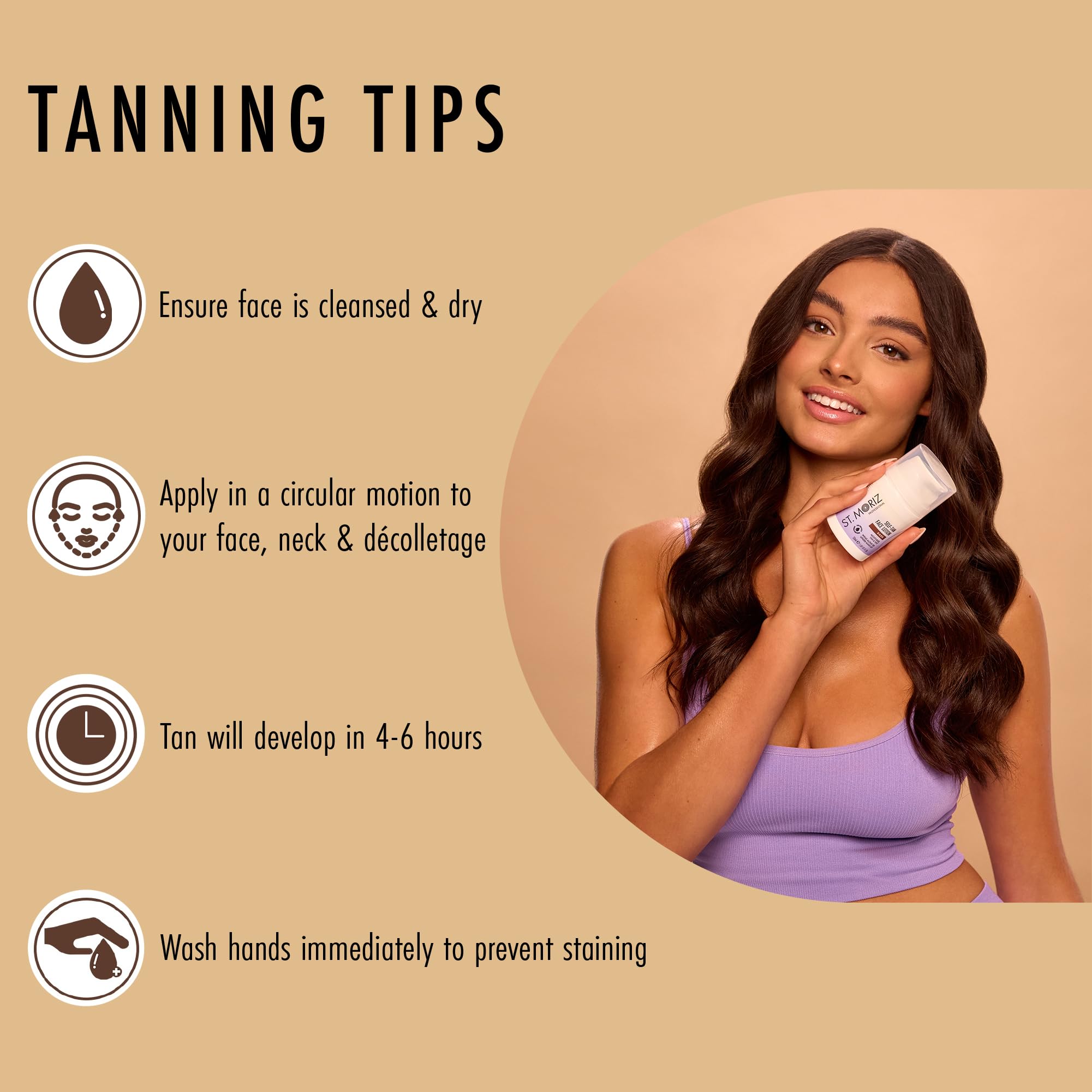 St Moriz Professional Dark Self Tan Face Lotion with Aloe Vera & Vitamin E - Gradual Natural Glow, Vegan Fake Tan for Face | Wear Alone or Under Makeup, No Wash Off Required | 50ml | Perfect for Sunless Tanning, Special Occasions & Everyday Natural Look
