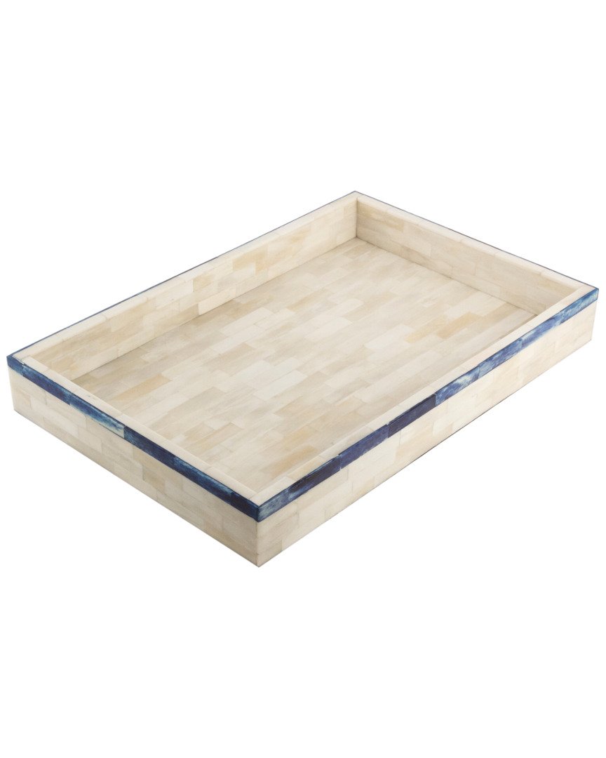 Eccolo Naturals 11x17 Inch Blue Bordered Edge Tray - Perfect for Home Office, Dining Table, and Gift Wrapping Organization