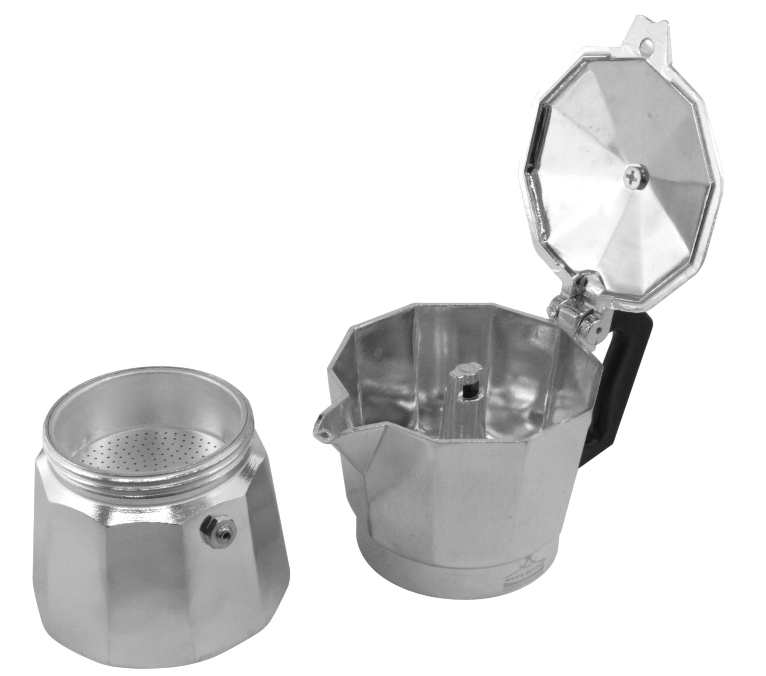 Wee's Beyond 7526-03 Brew-Fresh Aluminum Stovetop Espresso Maker, 3 Cup Capacity, Silver - Perfect for Home Coffee Brewing & Camping Trips