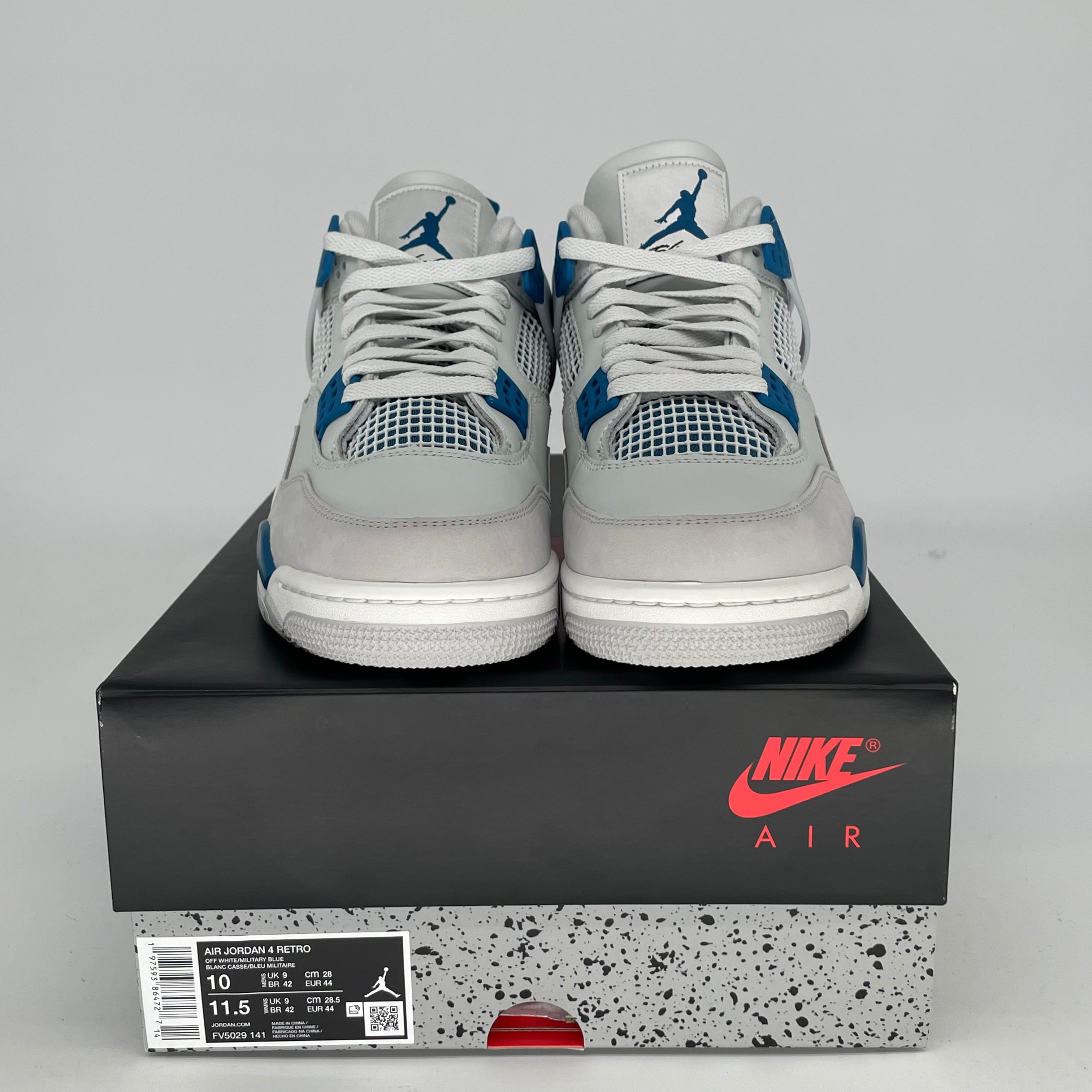 Original Air Jordan 4 Retro 'Military Blue' Men's Basketball Shoes - Size 10 & Women's Size 11.5 (FV5029-141) - Perfect for Streetwear & Sneaker Collectors | Ideal for Casual Wear, Basketball & Sneakerhead Fashion