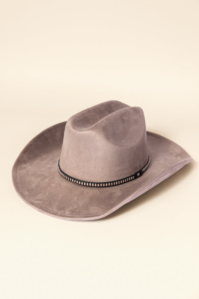 Taupe Rectangle Stud Band Cowboy Hat for Women - Western Fashion Accessory for Rodeo, Country Music Festivals & Outdoor Events