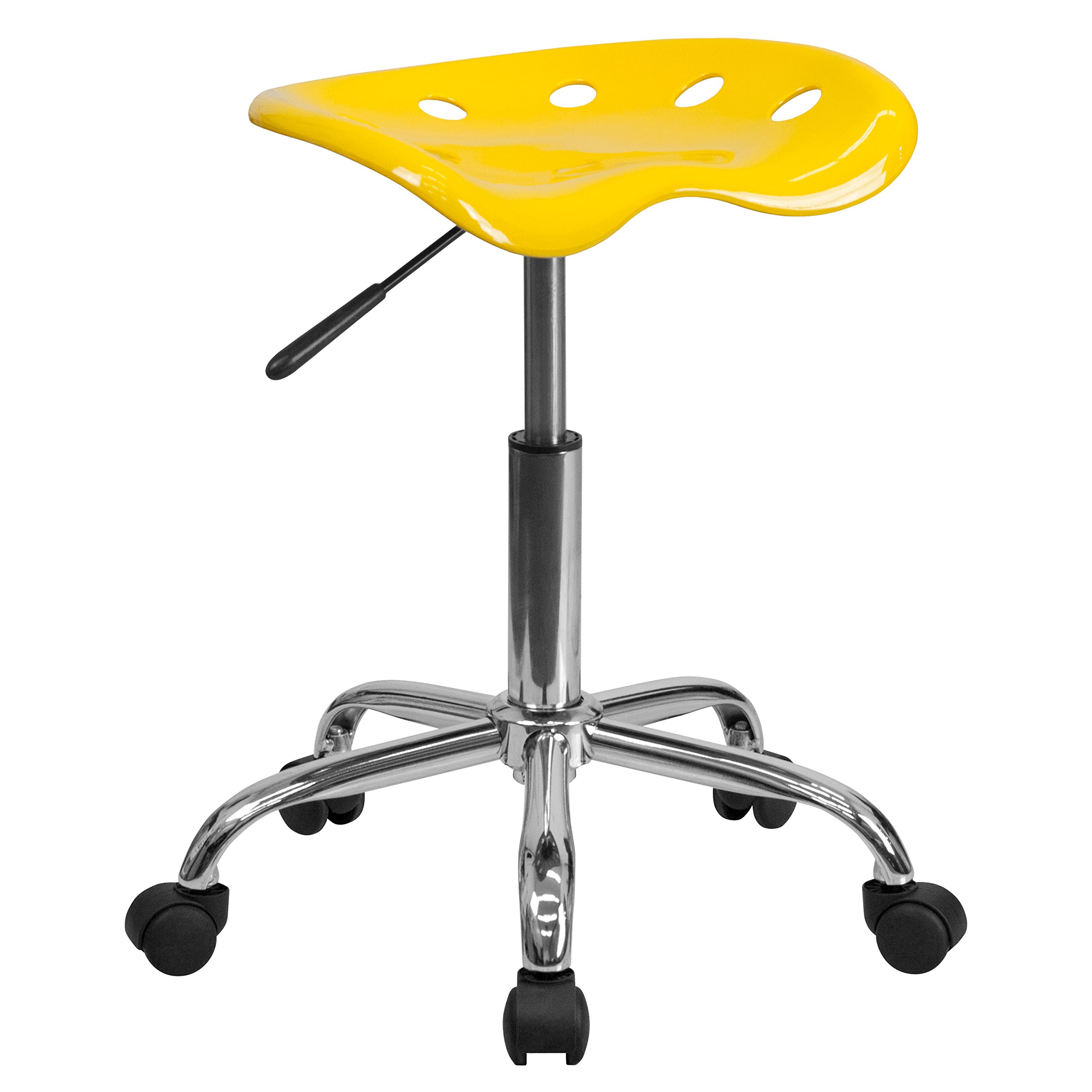 Flash Furniture Taylor Vibrant Yellow Tractor Seat and Chrome Stool - Bar Stool with Backrest for Kitchen Counter, Diner, Pub & Home Decor