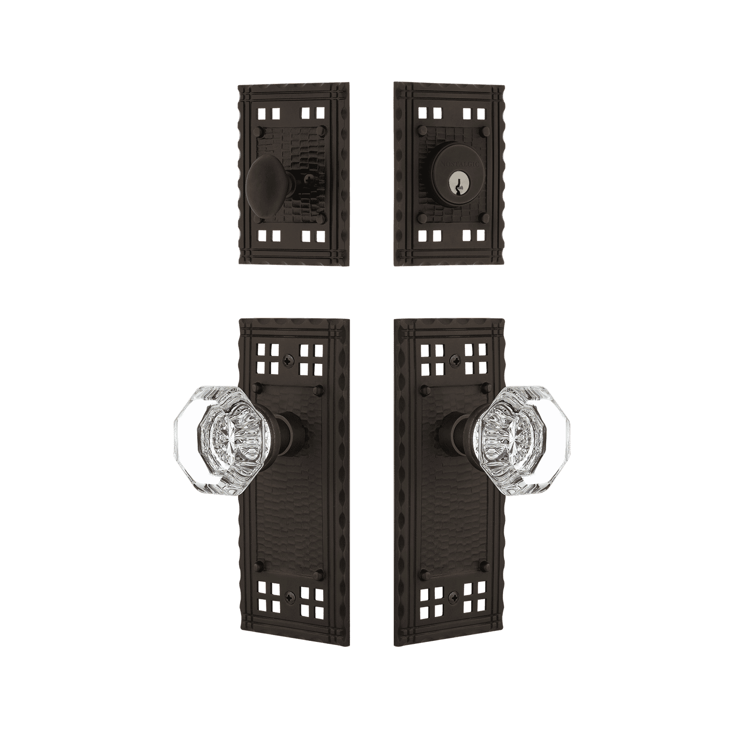 Craftsman Entry Door Set with Waldorf Crystal Knob in Oil Rubbed Bronze Finish - Perfect for Classic Home Entryways and Vintage Style Interiors