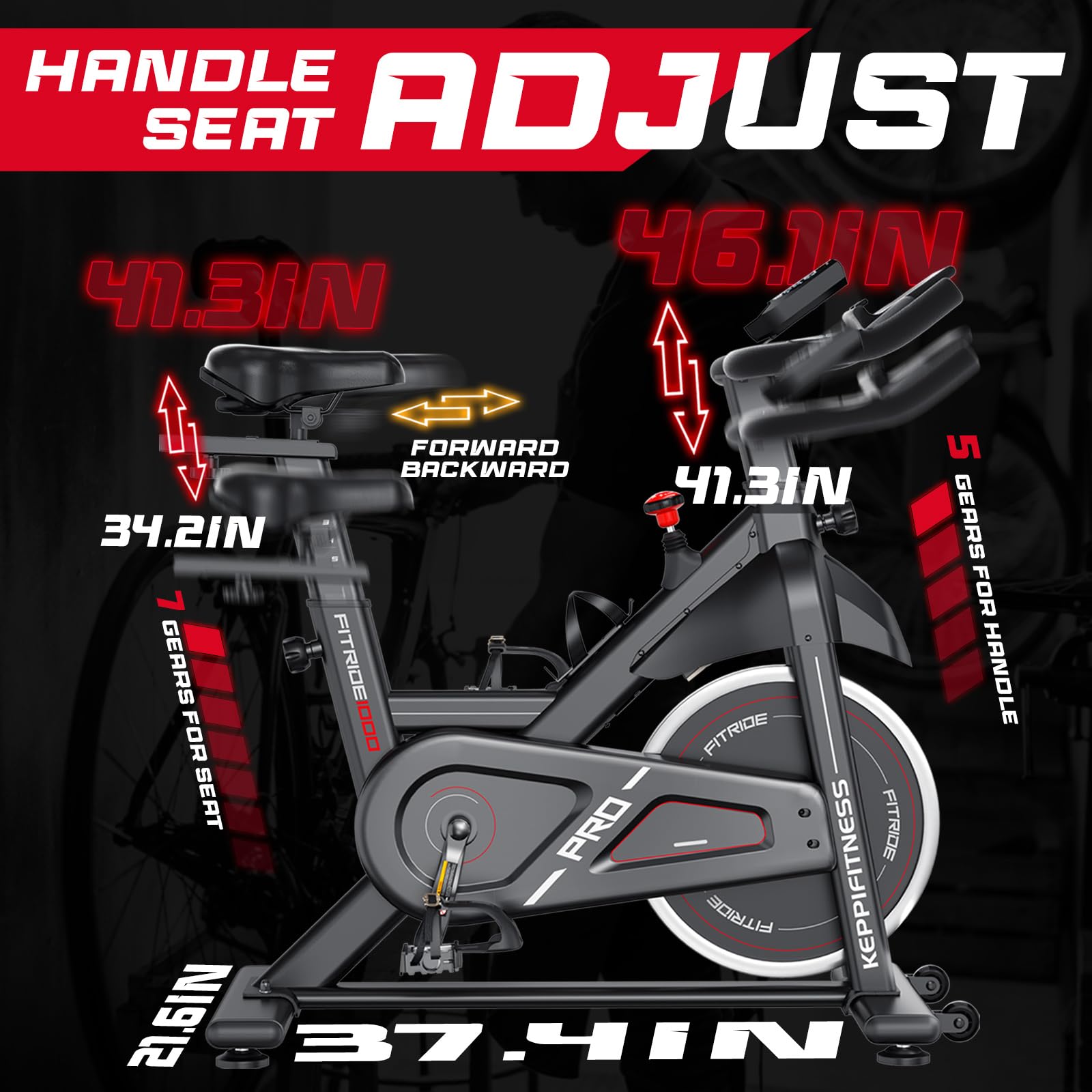 KeppiFitness Exercise Bike - Magnetic Resistance Indoor Cycling Bike for Home Gym, Adjustable Seat & Handlebars, LCD Monitor & Tablet Holder - Perfect for Cardio Workouts, Weight Loss & Home Fitness Training