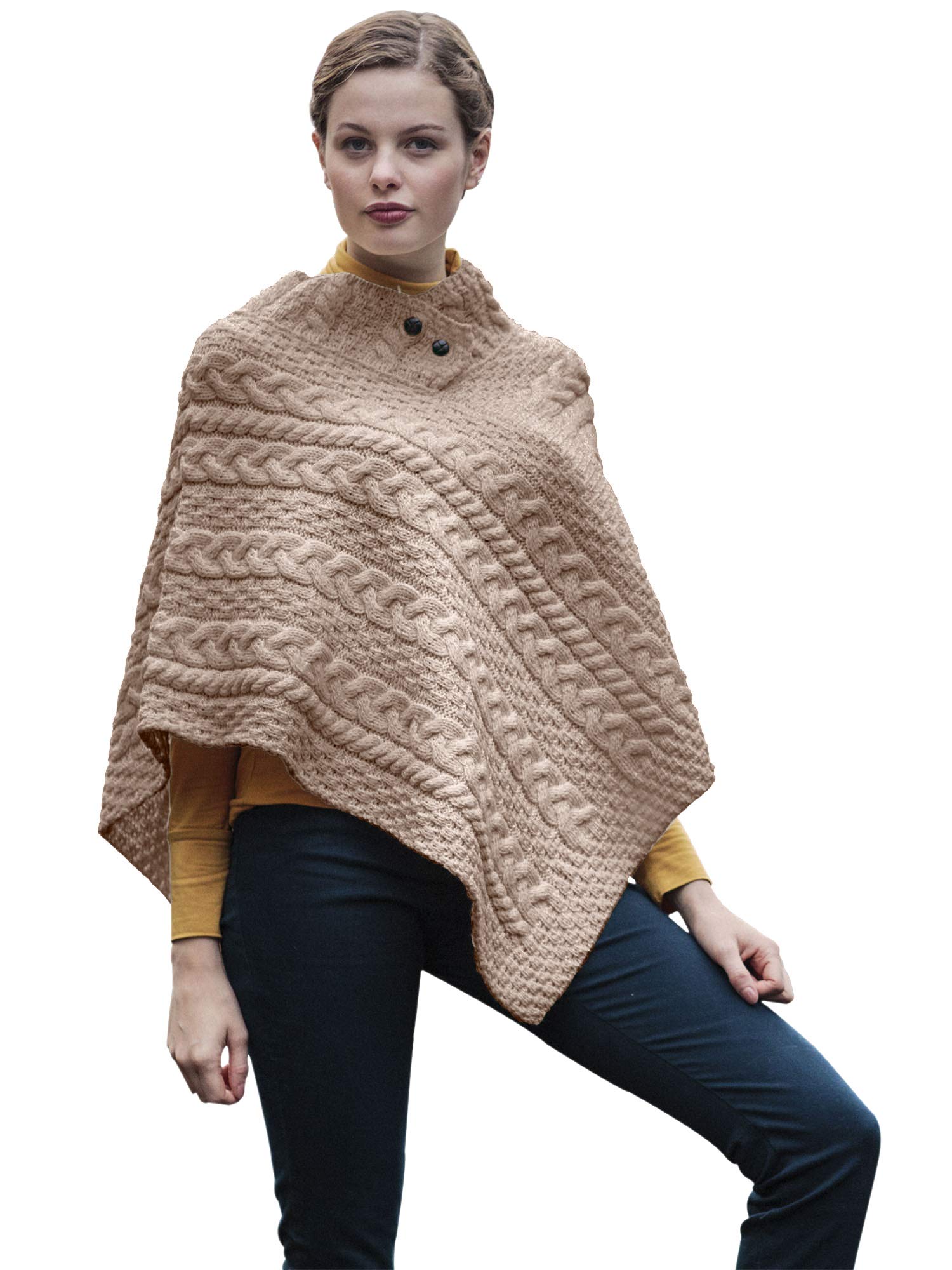 Authentic Irish 100% Merino Wool Poncho for Women - Handmade in Ireland - Warm Winter Shawl Wrap for Outdoor Adventures & Cozy Evenings