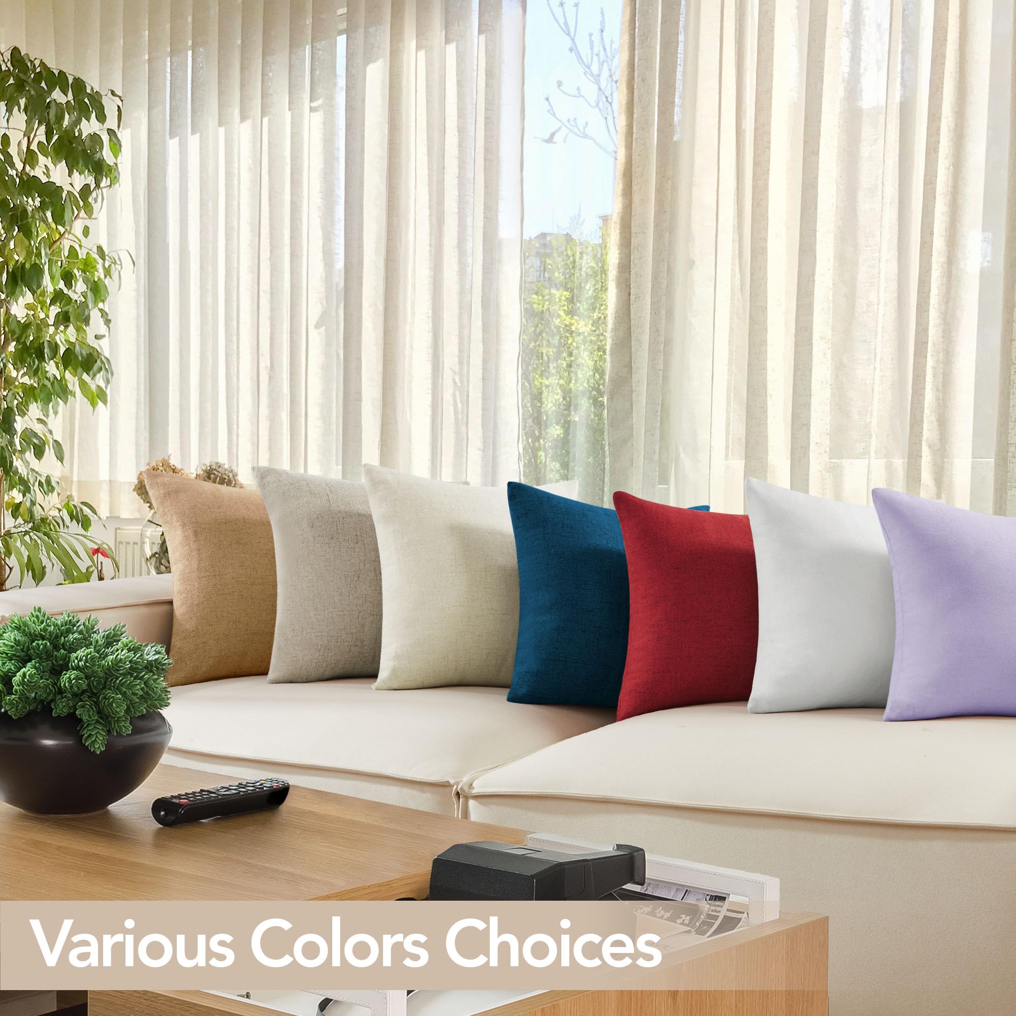 Deconovo Navy Blue Faux Linen Pillow Covers 20x20 Inch - Set of 4 Solid Neutral Cushion Covers for Outdoor Patio Furniture, Sofa, Bed & Home Decor (Federal Blue, No Insert Included)