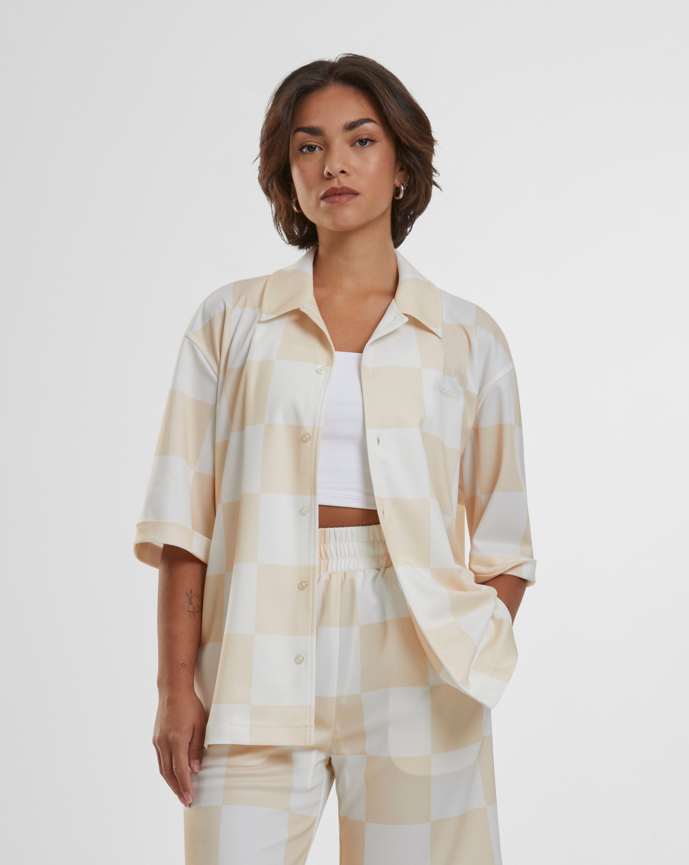 Stylish Beige Checkered Shirt for Men & Women | Casual Button-Up Plaid Shirt | Perfect for Office, Date Night & Outdoor Activities