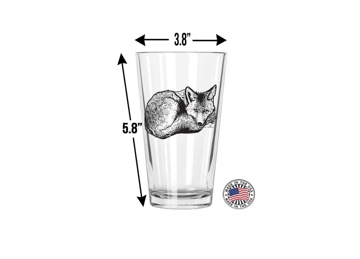 Red Fox Pint Glass - 16oz Clear Beer Glass for Home Bars, Pubs & Parties - Perfect for Craft Beer, Lager, Ale & Cocktails