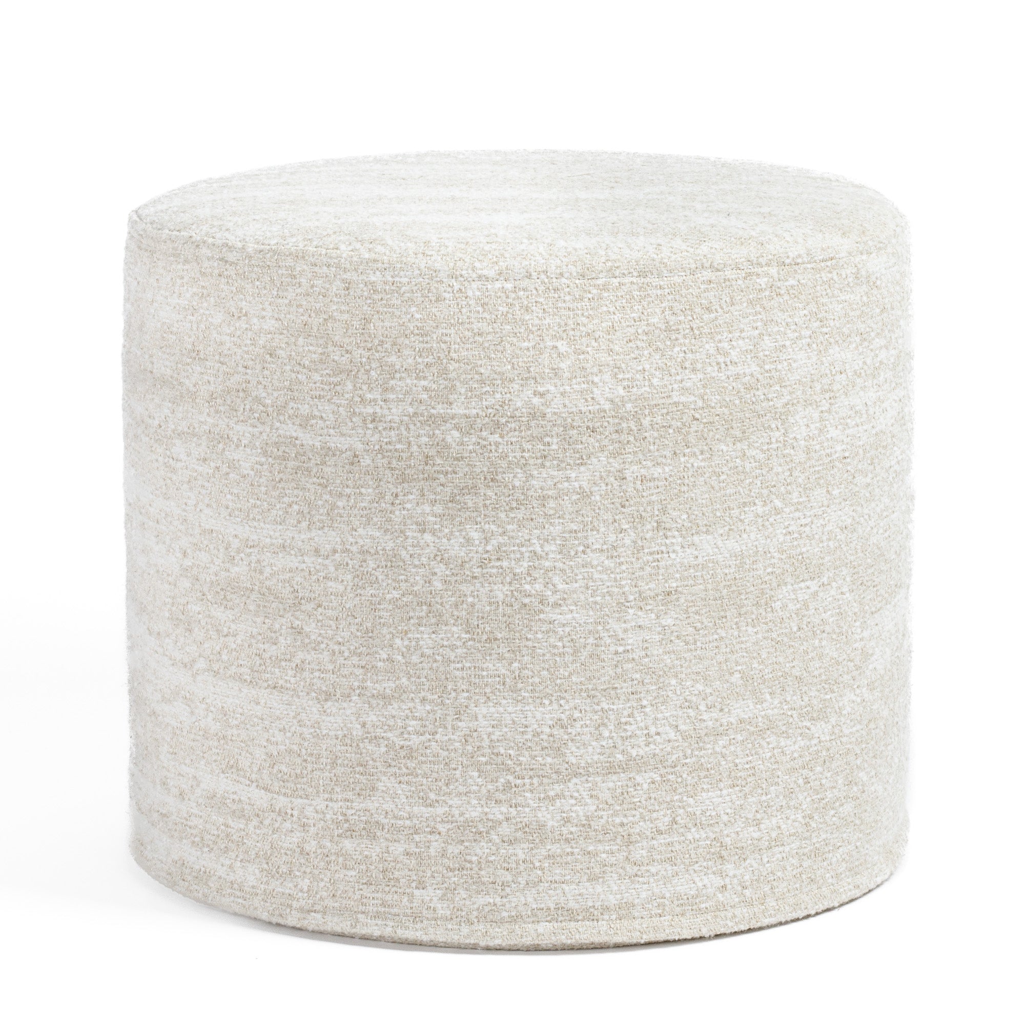 Samson 18x16 Round Ottoman in Oatmeal - Stylish Footrest & Storage Bench for Living Room, Bedroom, or Nursery - Perfect for Extra Seating and Home Decor