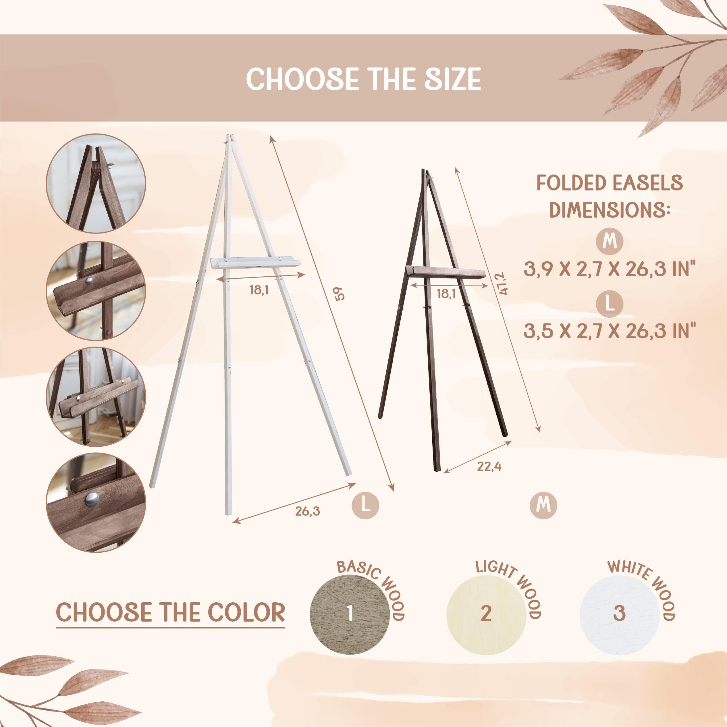 Rustic Wooden Easel Stand - Heavy Duty Picture Display Easel for Art, Photos & Wedding Decor - Perfect for Home, Gallery & Event Displays