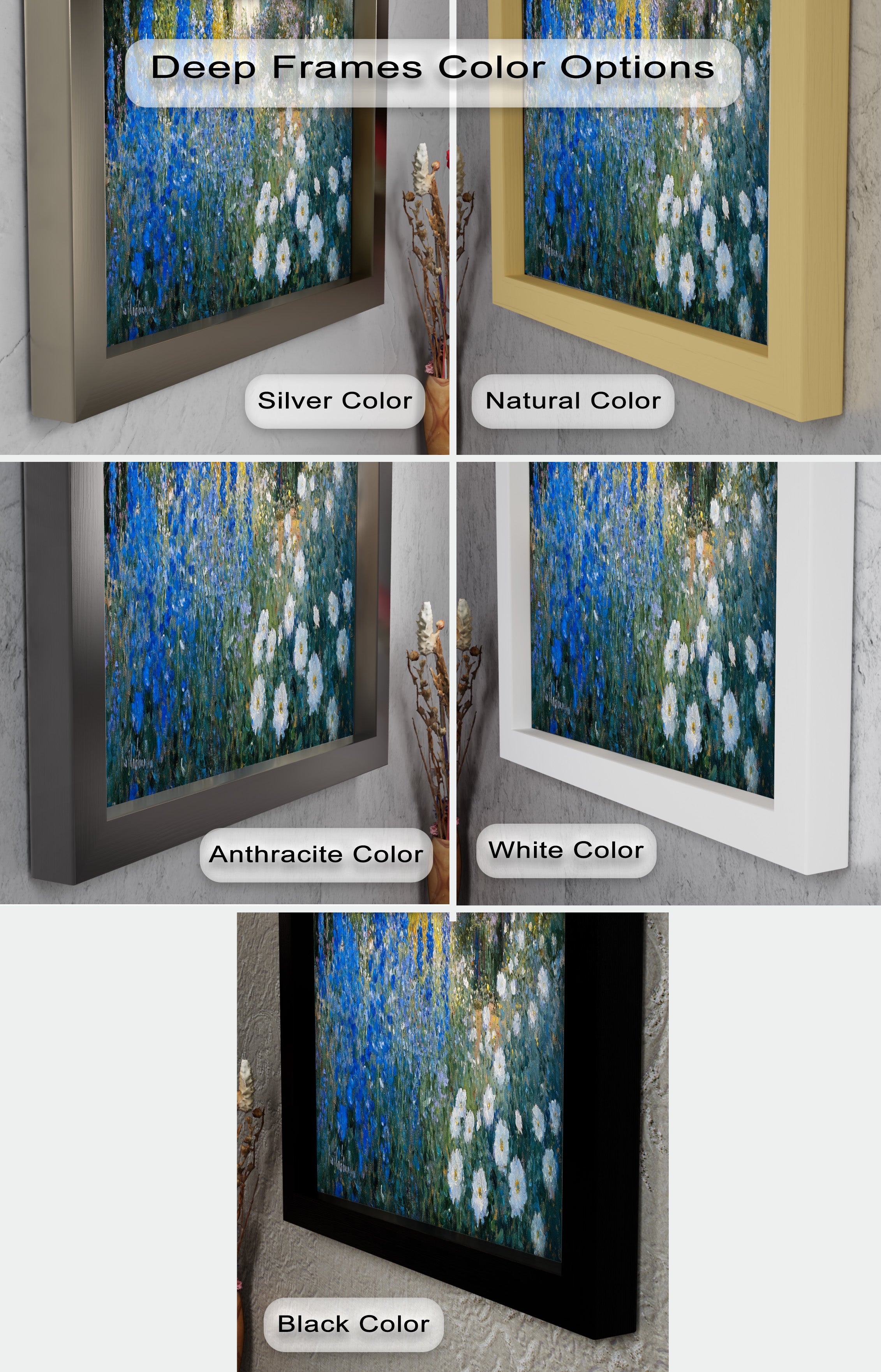 Blue Delphinium Impressionist Oil Painting - Handmade Floral Wall Art for Living Room, Bedroom & Office Decor