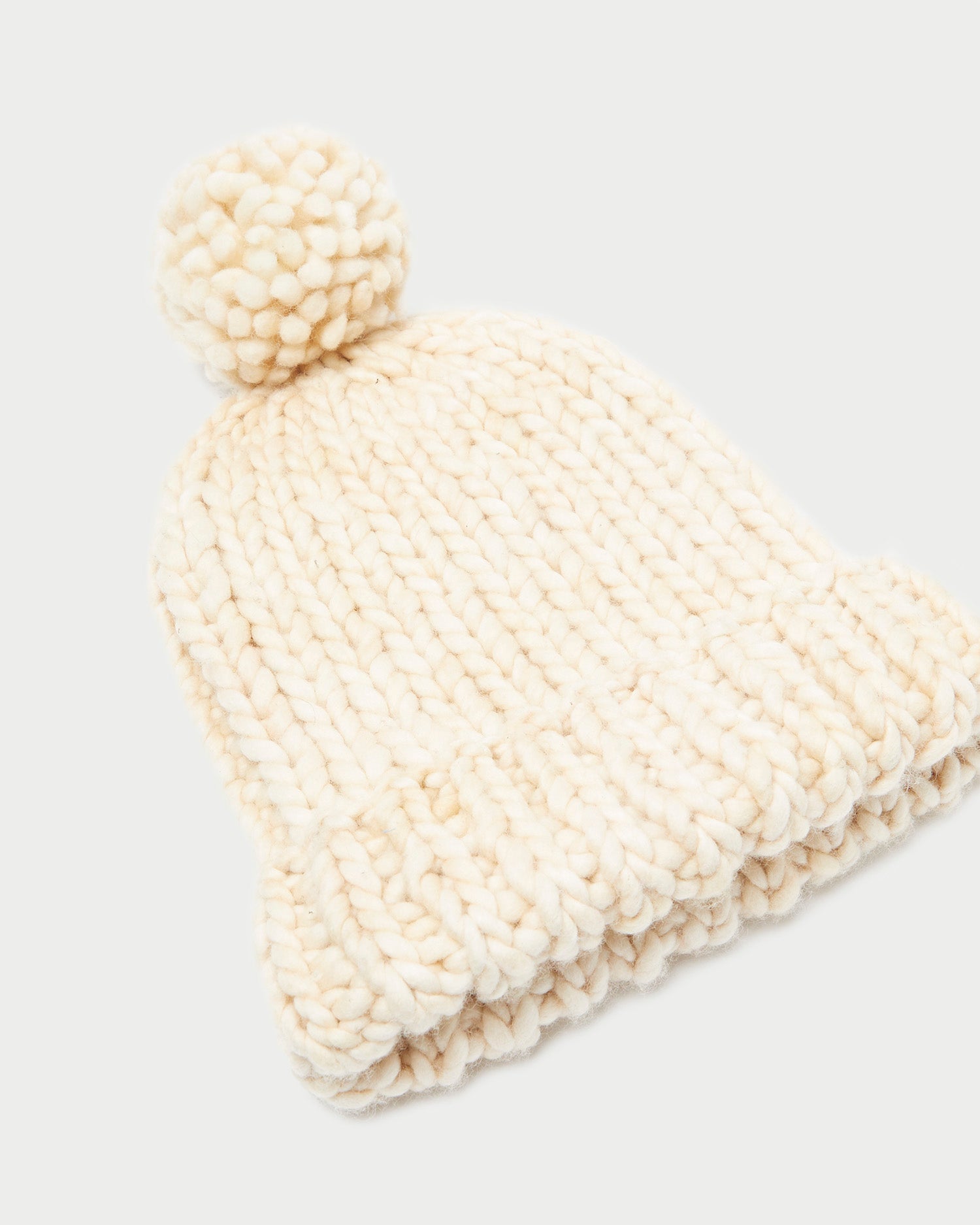 Ava Cream Knit Pompom Hat - Soft Winter Beanie for Women - Perfect for Cold Weather, Outdoor Activities, and Fashion Accessories