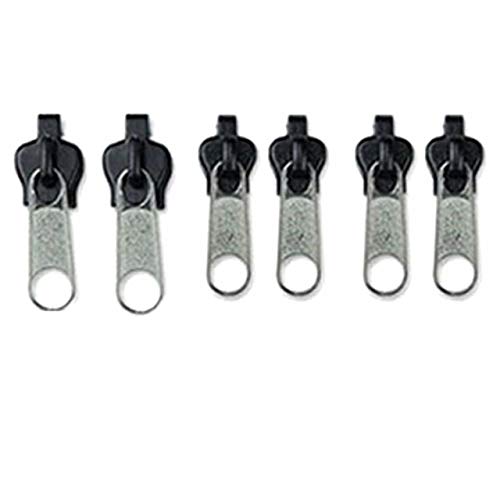 Xuccus 6-Piece Universal Zipper Repair Kit - Plastic Zip Slider & Teeth Replacement for Jackets, Bags, Luggage (Silver) | Quick Fix for Broken Zippers on Clothing & Accessories