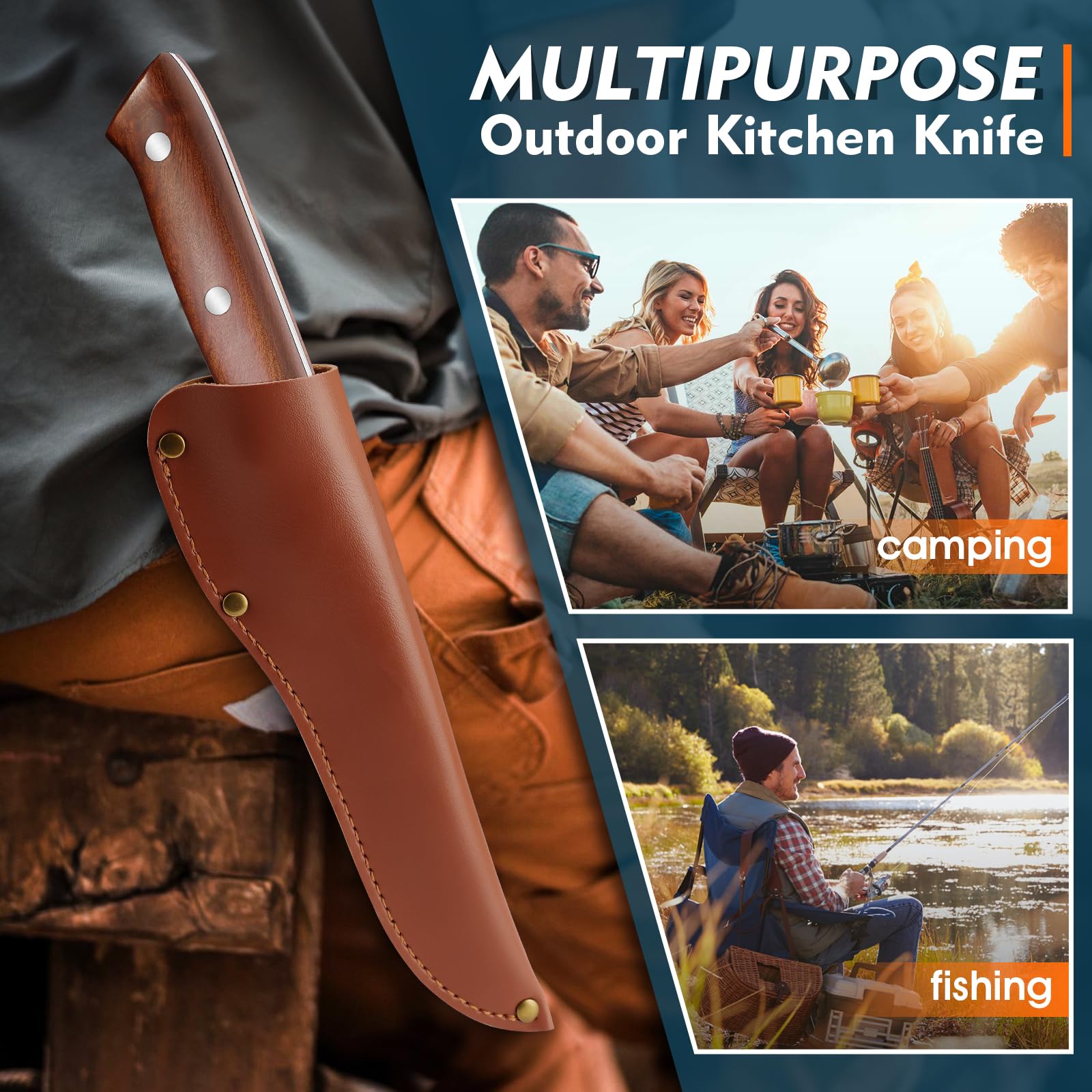 Premium Japanese Huusk 7-Inch Fillet Knife - High Carbon Steel Hand-Forged Boning Knife with Sheath | Professional Meat Cutting, Kitchen Cooking & Camping BBQ Tool | Ideal for Chefs, Home Cooks & Outdoor Enthusiasts | Perfect Father's Day Gift for Grilling & Food Preparation