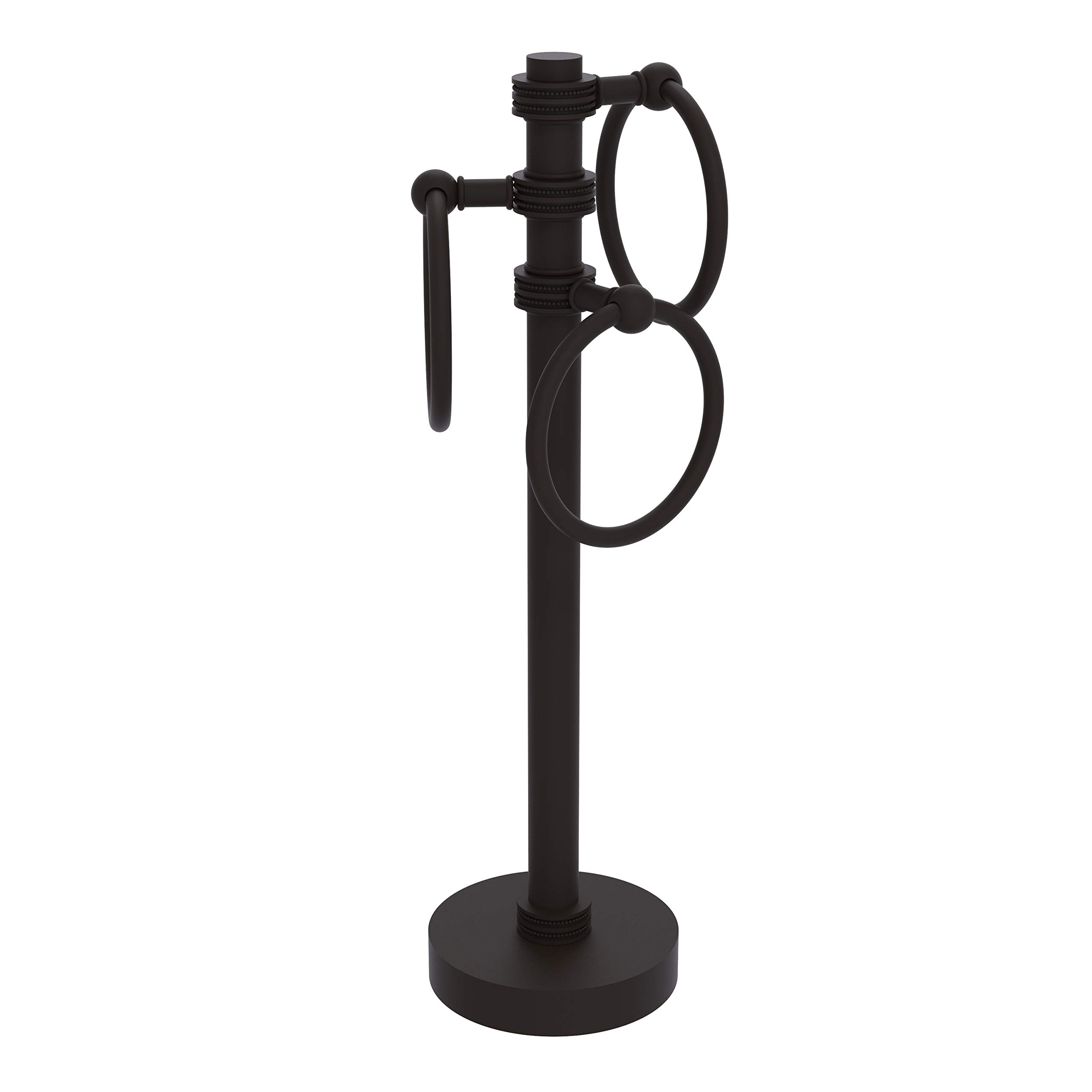 Allied Brass 983D Oil Rubbed Bronze Vanity Top with 3 Ring Dotted Accents - Guest Towel Holder for Bathroom Decor & Hand Towel Storage