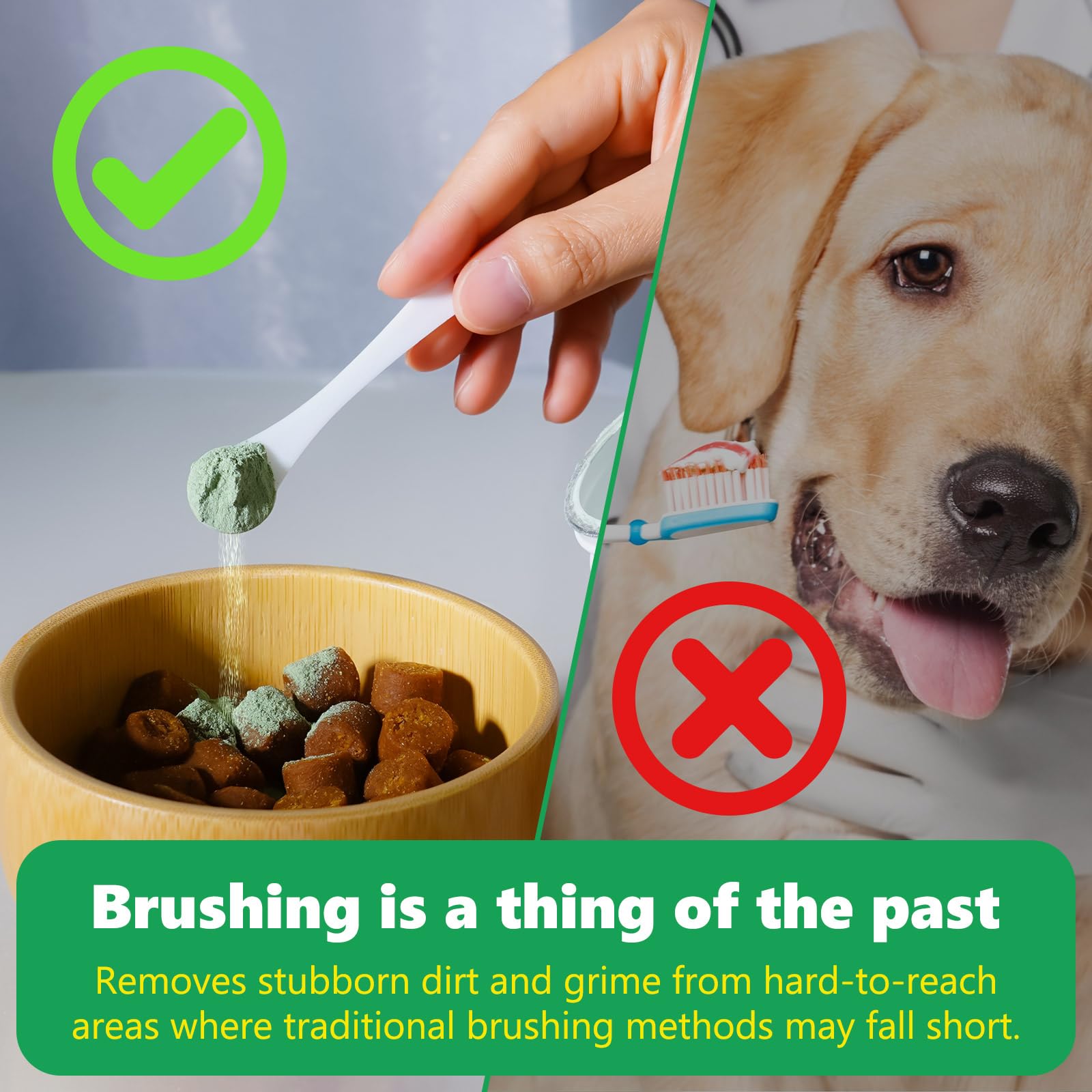Natural Dog Teeth Cleaning Powder with Probiotics - Freshens Breath, Reduces Plaque & Tartar for Small, Medium & Large Dogs - 50g Dental Care for Healthy Gums & Fresh Breath at Home or Travel