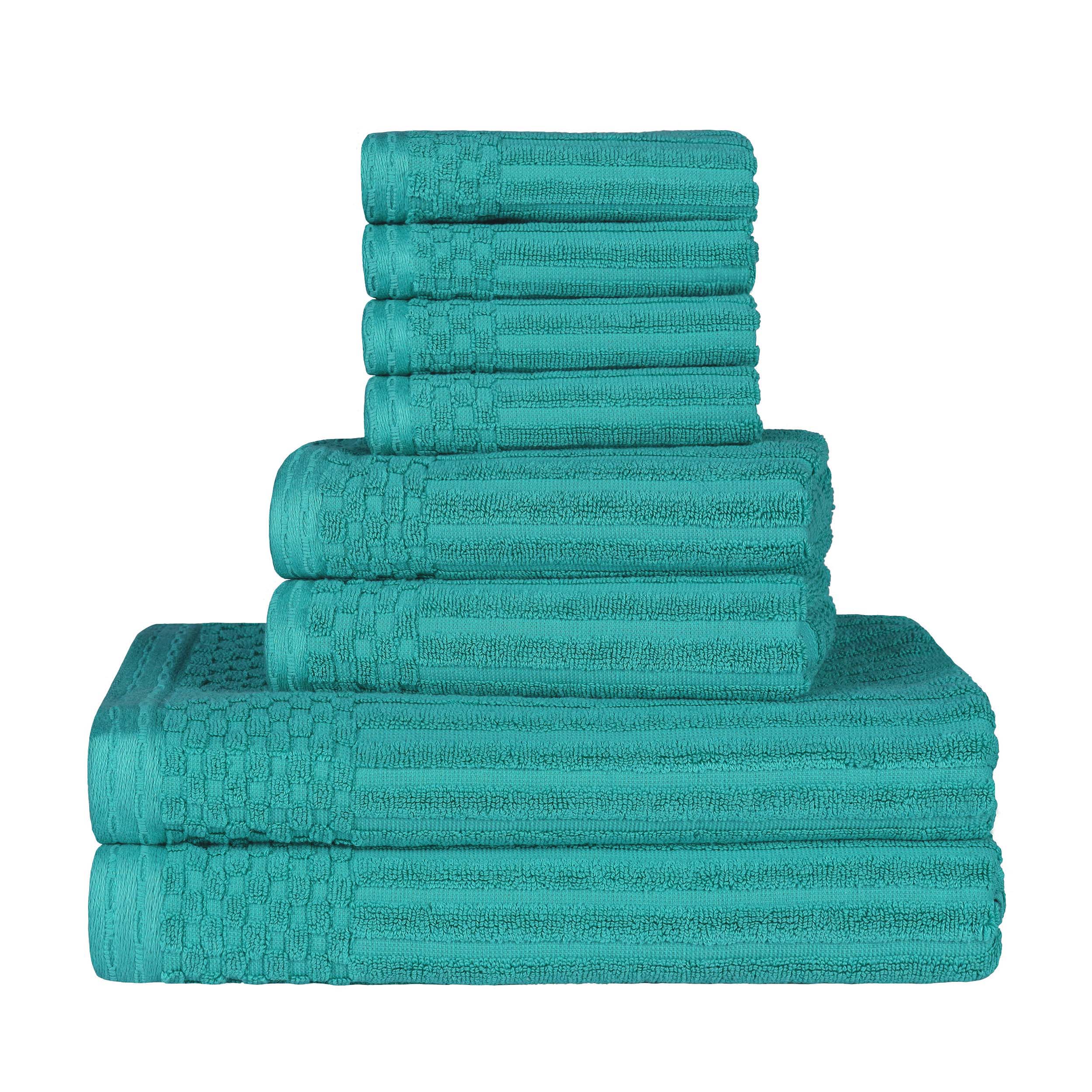 Premium 8-Piece Cotton Ribbed Towel Set - Soft, Absorbent & Medium Weight Bath Towels for Spa, Gym & Luxury Home Use
