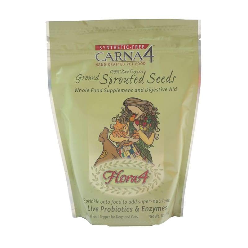 Carna4 Flora4 Sprouted Seed Food Topper for Dogs & Cats - 18oz | All-Natural Digestive Support | Perfect for Kibble Mixing & Meal Boosting
