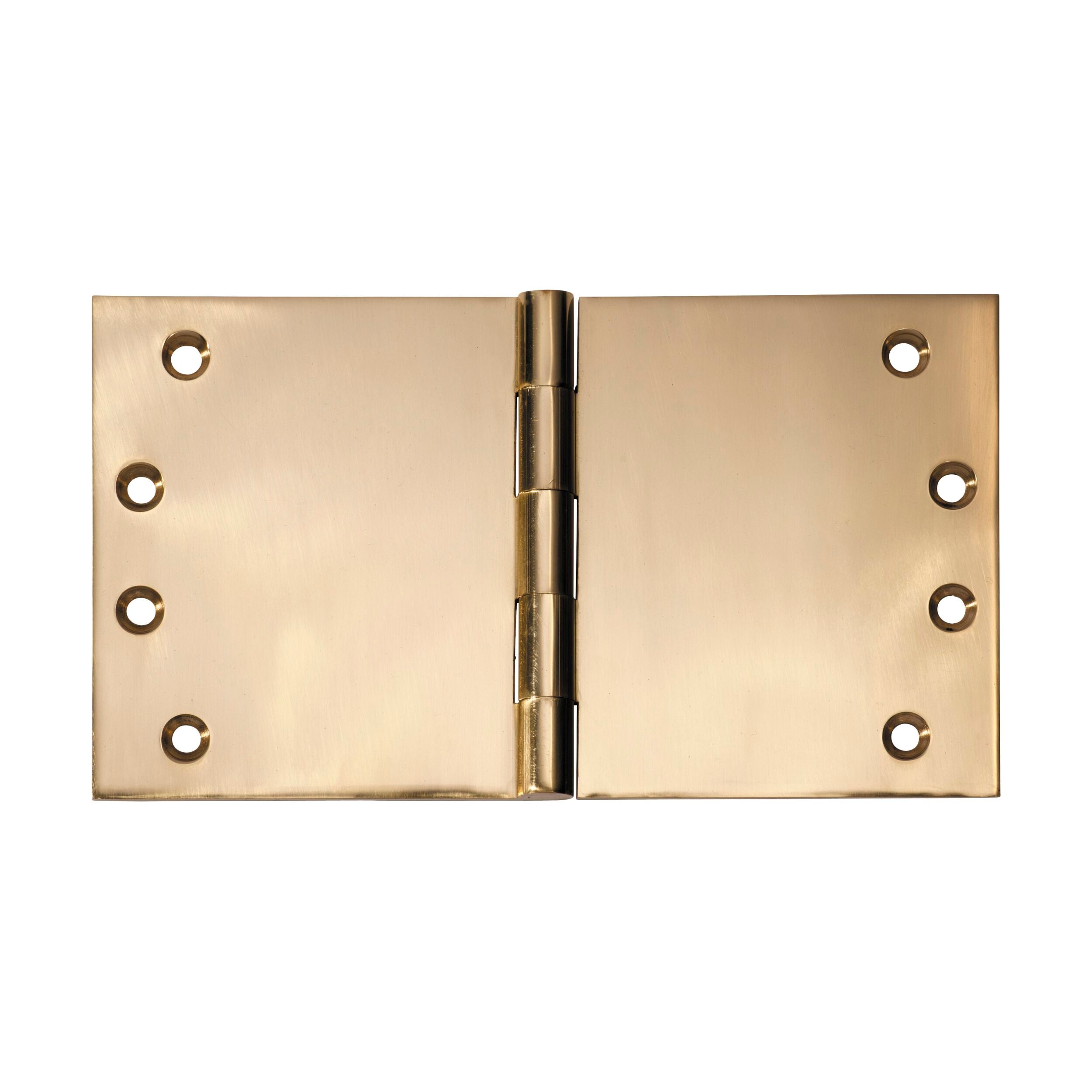 2492 Hinge Broad Butt Polished Brass H100xW175mm - Heavy Duty Cabinet & Furniture Hardware for Doors, Drawers & DIY Projects