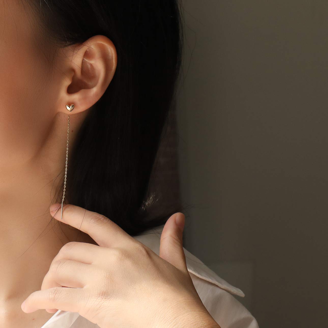 Elegant S.Leaf Sterling Silver Stud Earrings for Women - 14K Gold Plated Tiny Heart Earrings | Dainty Minimalist Jewelry for Everyday Wear, Gift Giving & Special Occasions