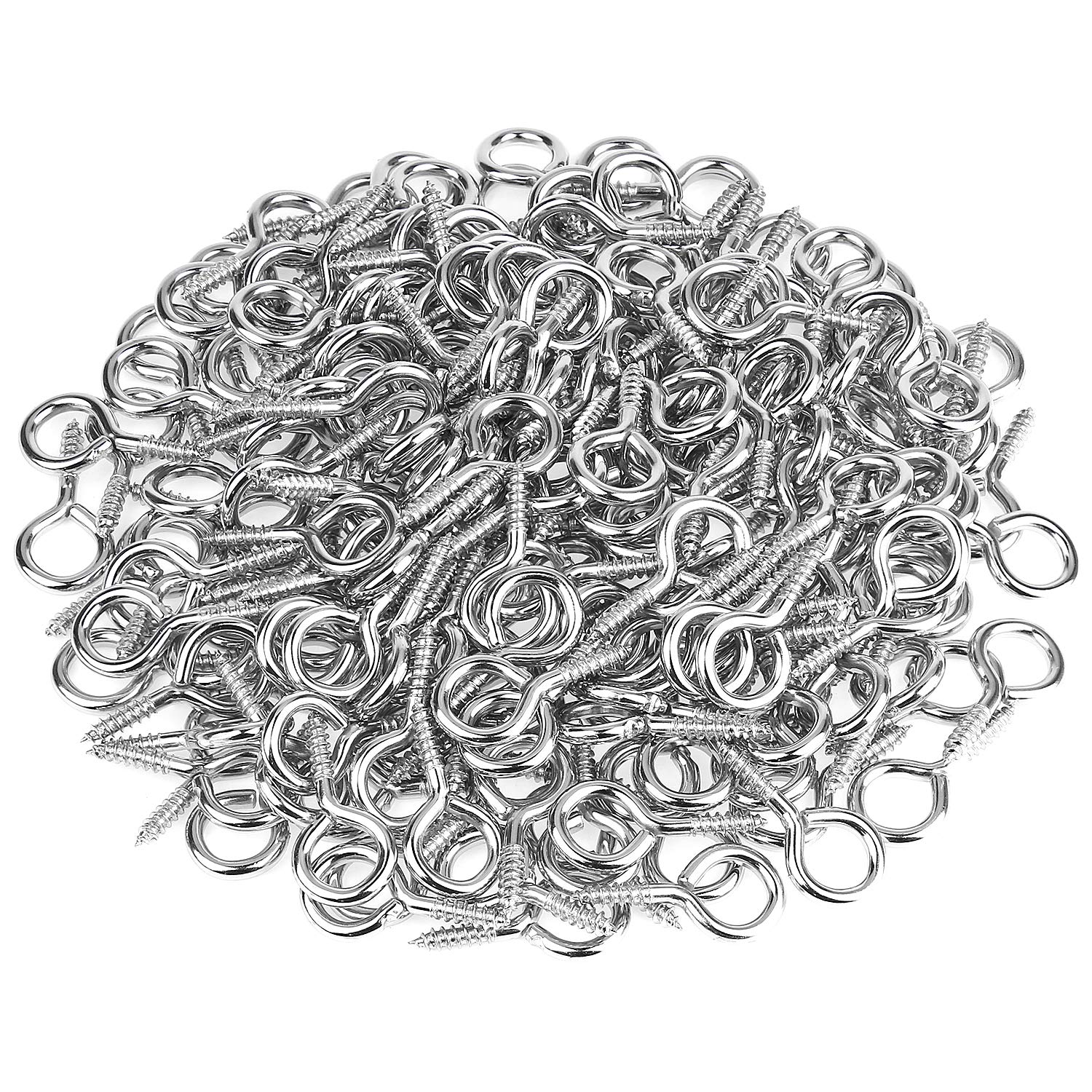 160 Pieces 1 Inch Nickel Plated Steel Screw Eyes - Self Tapping Screw Hooks with Metal Eyelets for Hanging Decor, Plants & Crafts (Durable Eyelet Screws for Home & DIY Projects)