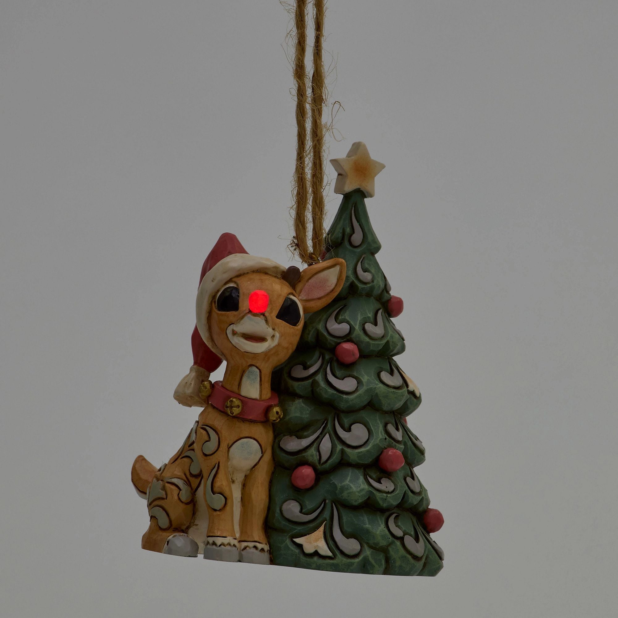 Woodland Rudolph with Tree Handmade Ornament - Christmas Decor for Tree, Gift, and Holiday Home Decoration
