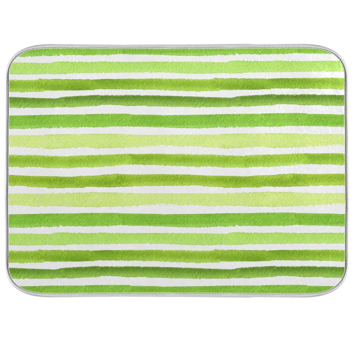 Kitchen Sink Dish Drying Mat - Heat Proof, Multifunctional Counter Mat, Striped Lime Green, 18 x 24 Inch - Perfect for Dish Drainer, Counter Protection, and Kitchen Organization