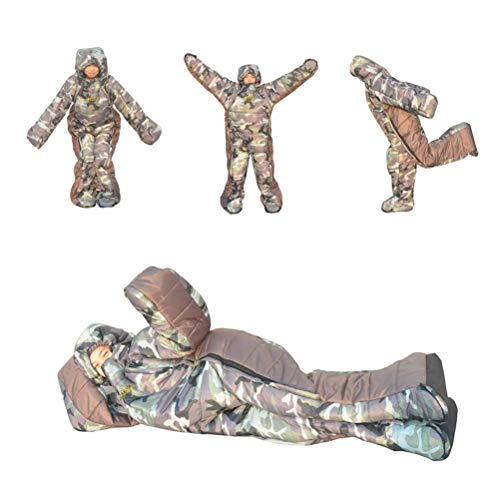 Warm Waterproof Windproof Adult Sleeping Bag Jacket with Feet & Sleeves - Wearable Sleeping Suit for Camping, Hiking & Outdoor Adventures | Includes Compression Sack | Perfect for Cold Weather Camping, Backpacking & Winter Outdoor Activities