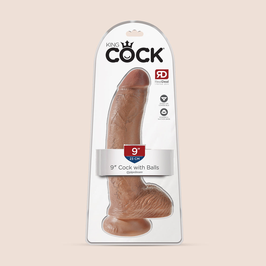 King Cock Ultra Realistic 9 Inch Dildo with Balls - Lifelike Silicone Adult Toy for Couples & Solo Play - Perfect for BDSM, Roleplay & Spicing Up Your Sex Life